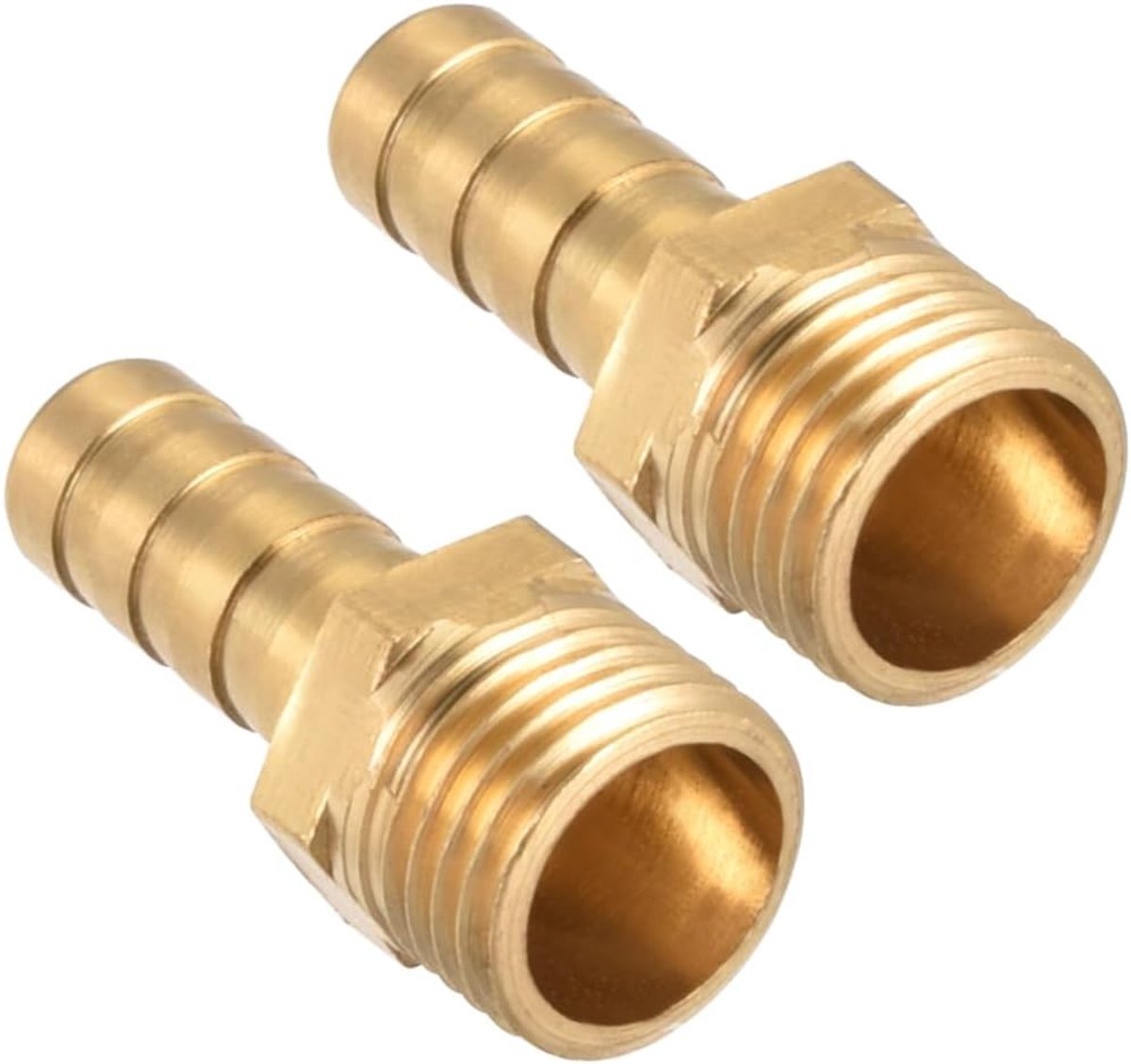 2 Stuks Messing Barbed Hose Fitting Connector Adapter voor Water en Brandstof, 8mm x G1/4 Mannelijk, Geschikt voor Tuin en Auto