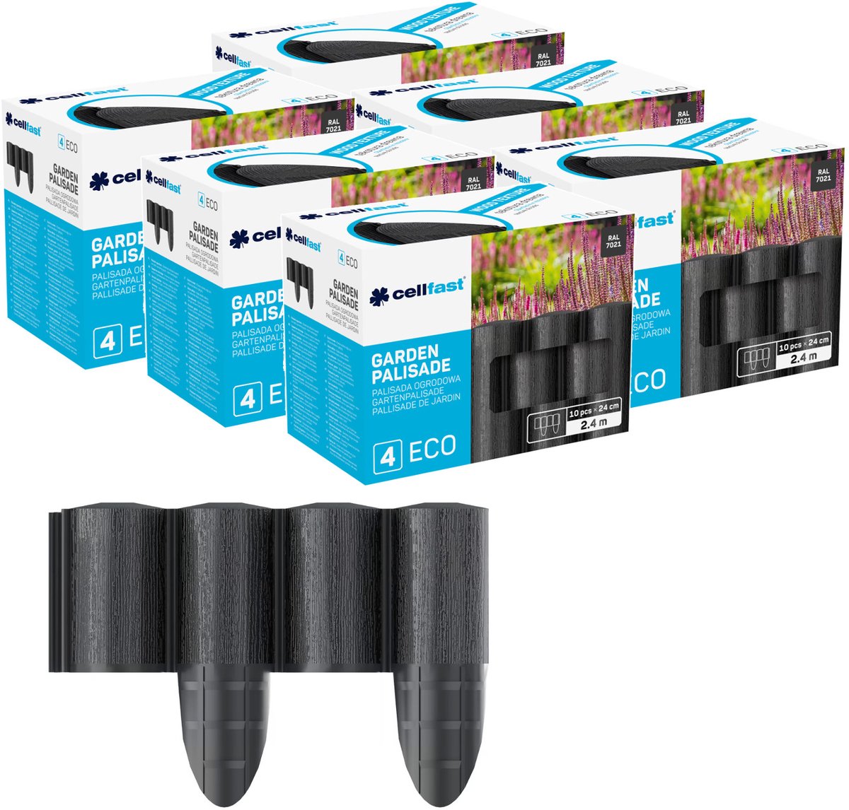 Cellfast - Palissade - tuinpalissade - UV-bestendig - 14,4m - Antraciet