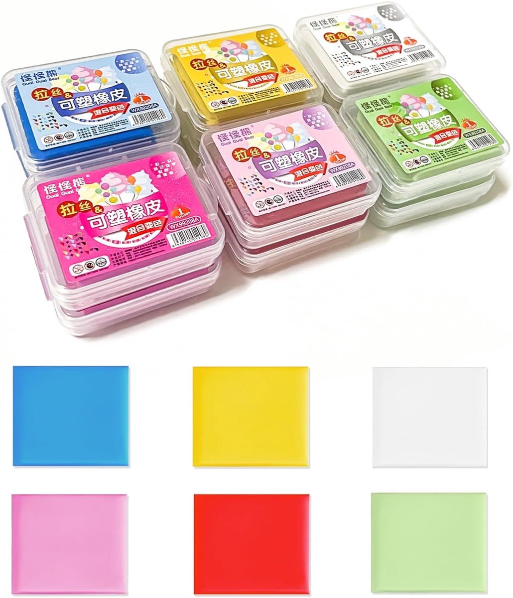 Mouldable Gummetjes, Duurzame en Zachte Gum voor Kunstenaars, Schoolbenodigdheden en Kleurrijk Schilderen in Duidelijke Opbergdoos