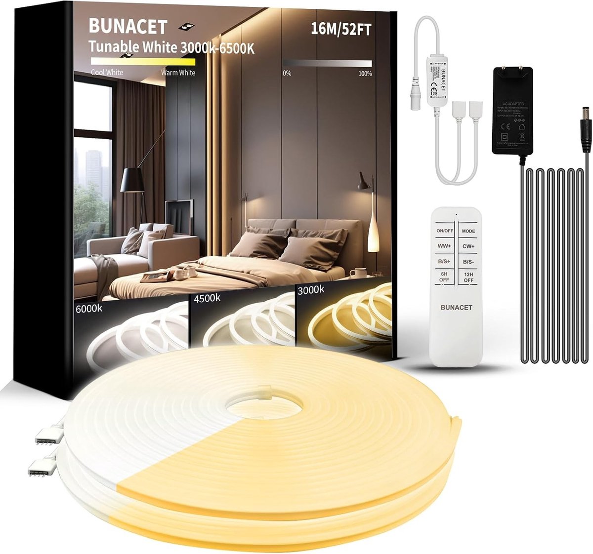 Neon LED Strip Dimbaar - 16M - 3000K-6500K - Flexibele Waterdichte Verlichting met Afstandsbediening - Voor Binnen en Buiten