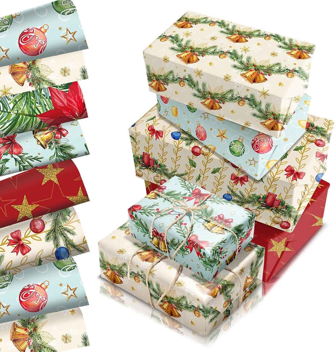 Cadeaupapier - Xmas Bell Pine Takken