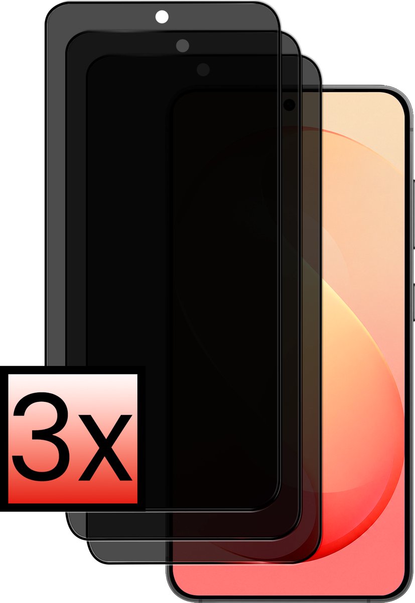 Screenprotector - 3 Stuks - Geschikt voor Samsung Galaxy S26 FE - Privacy Filter - Beschermglas - Gehard Glas - Tempered Glass - Screen Protector - Anti Spy - Full Display Cover
