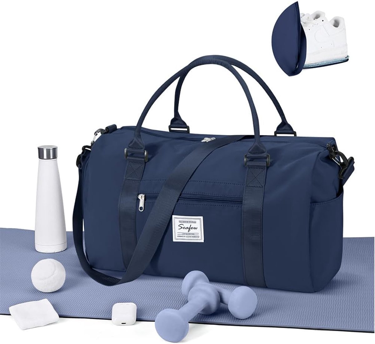 Sporttas - A4-Koningsblauw - 46 x 25 x 28 cm - Waterdichte Reistas met Schoenenvak - Voor Dames en Heren