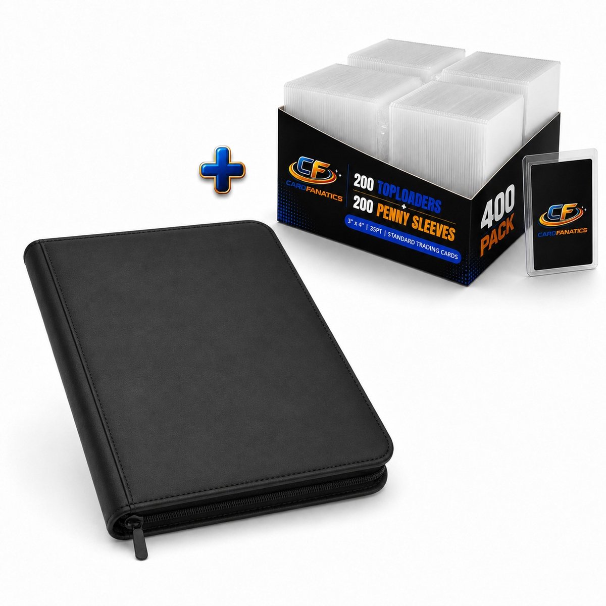Toploader Binder met 200 Toploaders en 300 Penny Sleeves- 9 Pocket Verzamelmap 360 - TCG Premium Kaartbescherming – Geschikt voor Pokémon