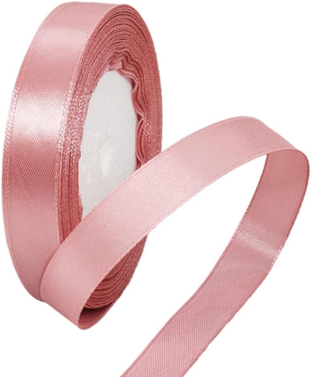 Roze Dubbelzijdig Satijnlint van 15mm voor Cadeauverpakking - 22M Dikke Polyester Lint voor Knutselen, Bruiloften, Valentijnsdag en Decoraties