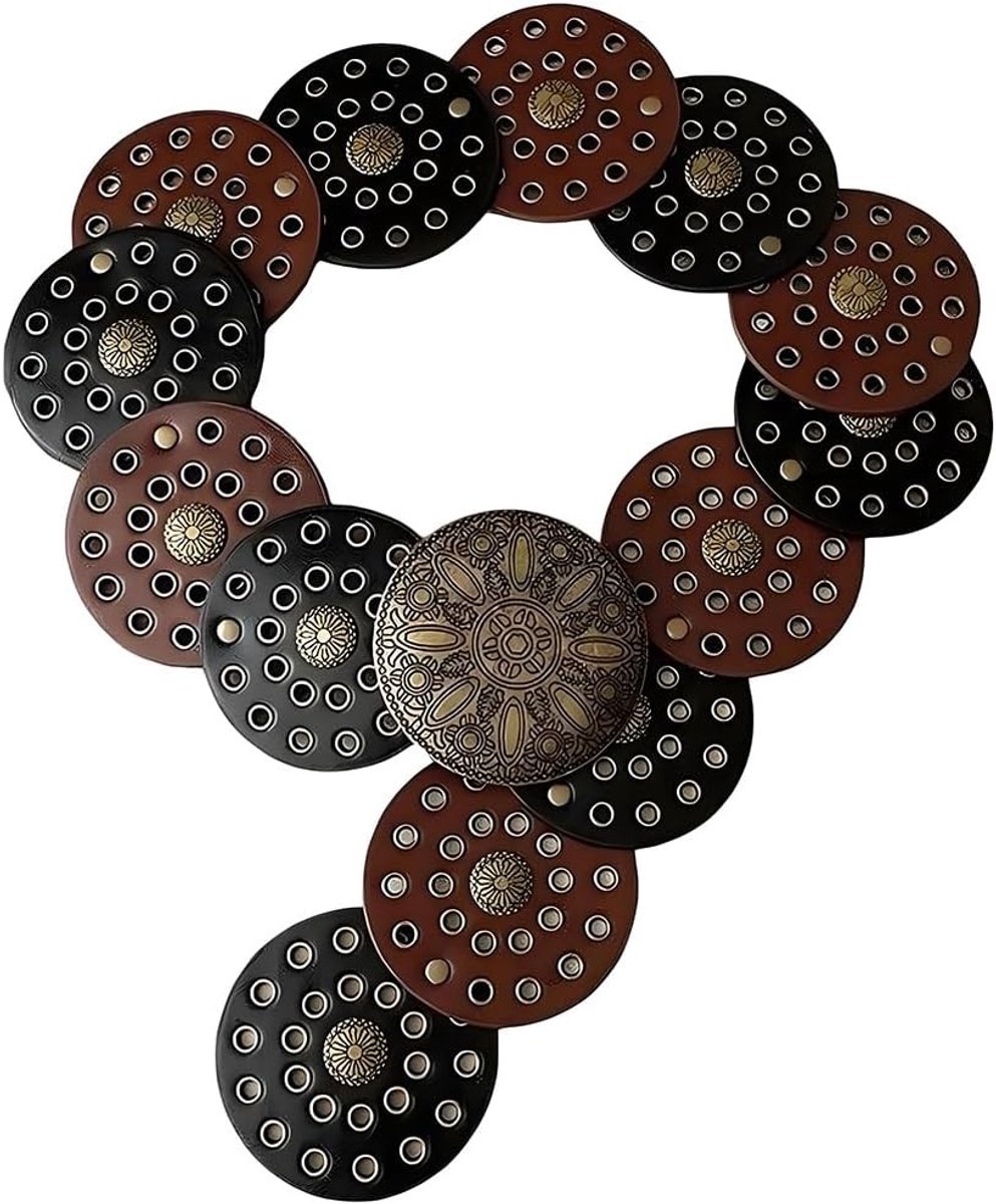 Stijlvolle Vintage Disc Riem van PU Leer met Metalen Gesp voor Dames - Ideaal voor Jeans en Rokjes in Boho Western Look (Zwart)