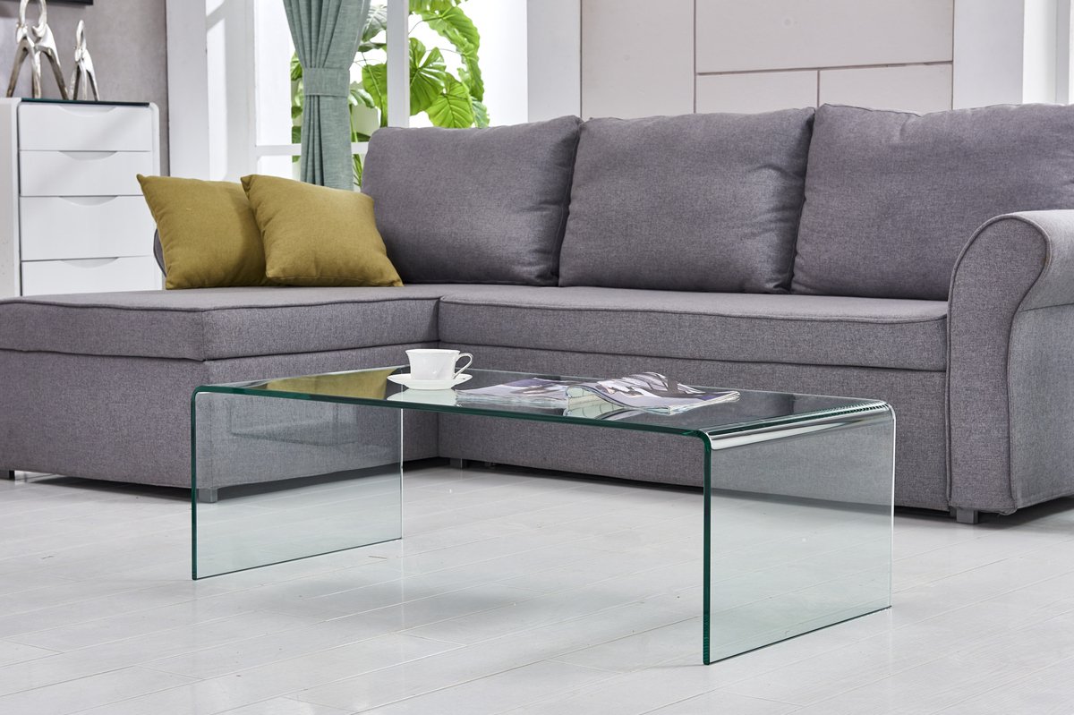 MIVRAY Salontafel - Gehard Glazen Ontwerp Met Transparante Afwerking - Modern Voor Woonkamer, Horeca En Kantoor - 100x50x35 Cm