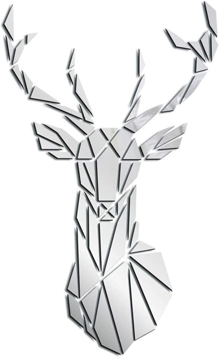 3D Spiegeldeer Wandstickers voor Thuisdecoratie, Zelfklevende Panelen en Spiegelt tegels voor Creatieve DIY Ontwerpen in Slaapkamer en Woonkamer