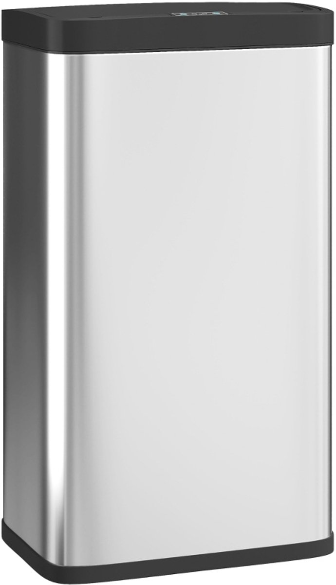 REDOM - Sensorprullenbak - 45 liter - Bewegingssensor op 15 cm - Soft-close deksel - Geborsteld metaal - Keuken, slaapkamer, kantoor - Zilver - 38 x 25,5 x 67,5 cm