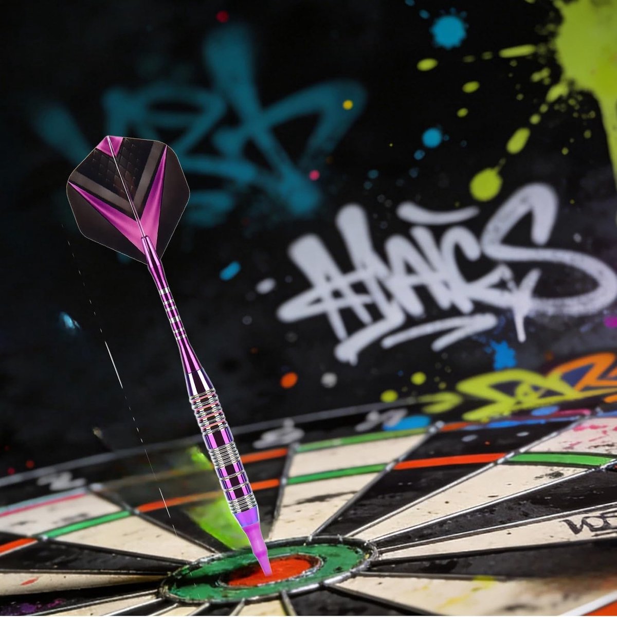 Professionele set van 3 darts met plastic punt en kleurrijke behuizing voor elektronisch dartbord met opbergtas