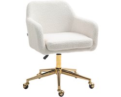 HOMCOM-Bürostuhl-Polyester, Schaumstoff-60L x 61B x 79-88H cm-Cremeweiß