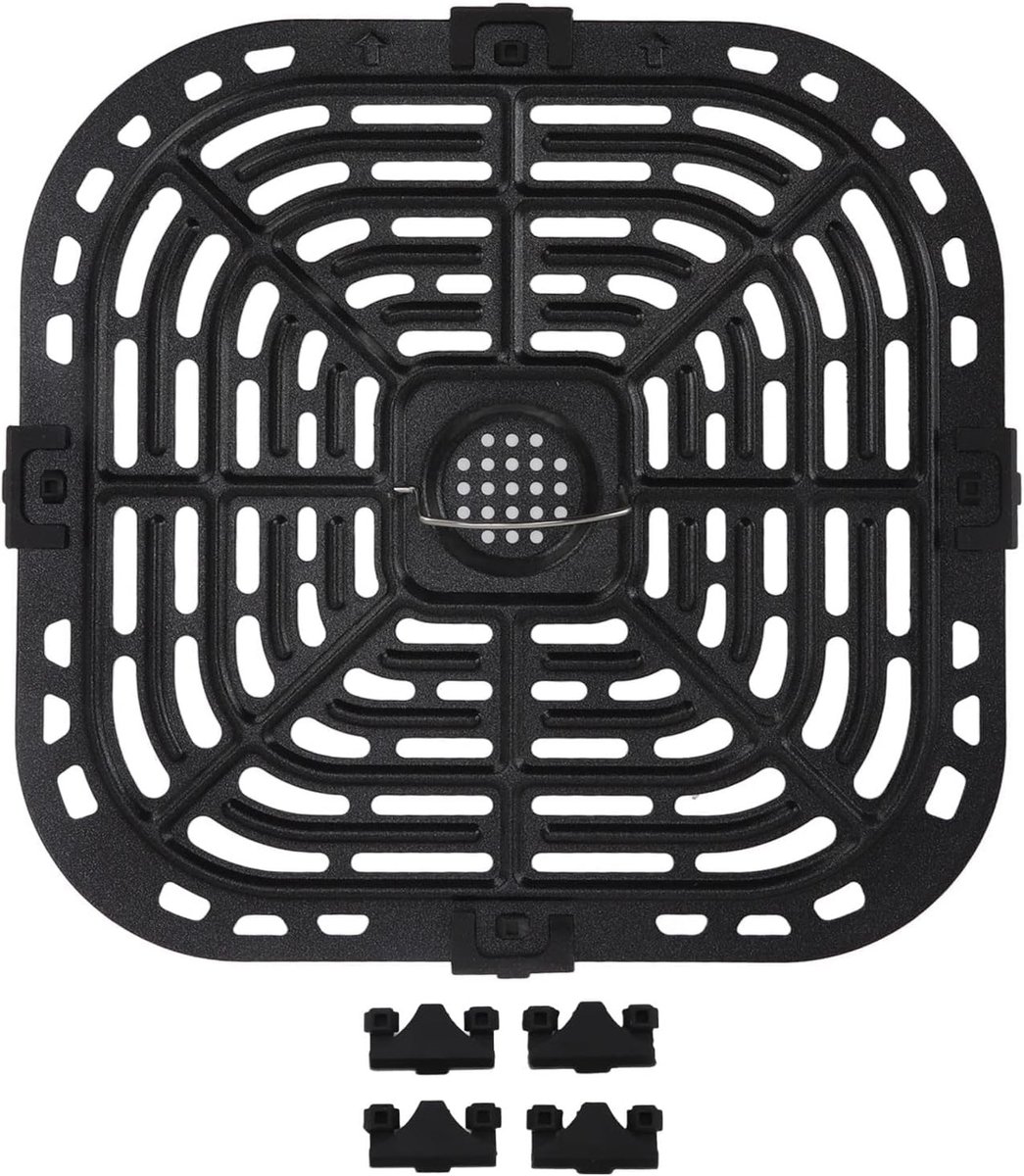 Vervangende Grillpan voor Airfryer, Vierkant 23.5x24.5cm, Roestvrij Staal, Geschikt voor Gezond Bakken en Grillen