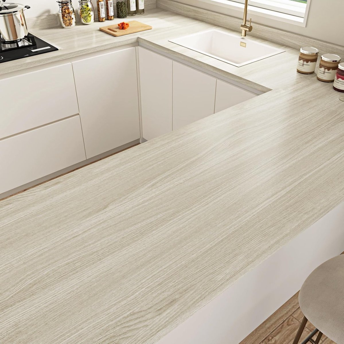 Grijze en Bruine Zelfklevende Behangfolie met Houtlook voor Keuken en Meubels - Wasbaar en Duurzaam 40 cm x
