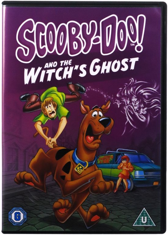 Scooby-Doo, Shaggy, een meisje en een heks op de hoes van de dvd 'Scooby-Doo en de heksengeest'.