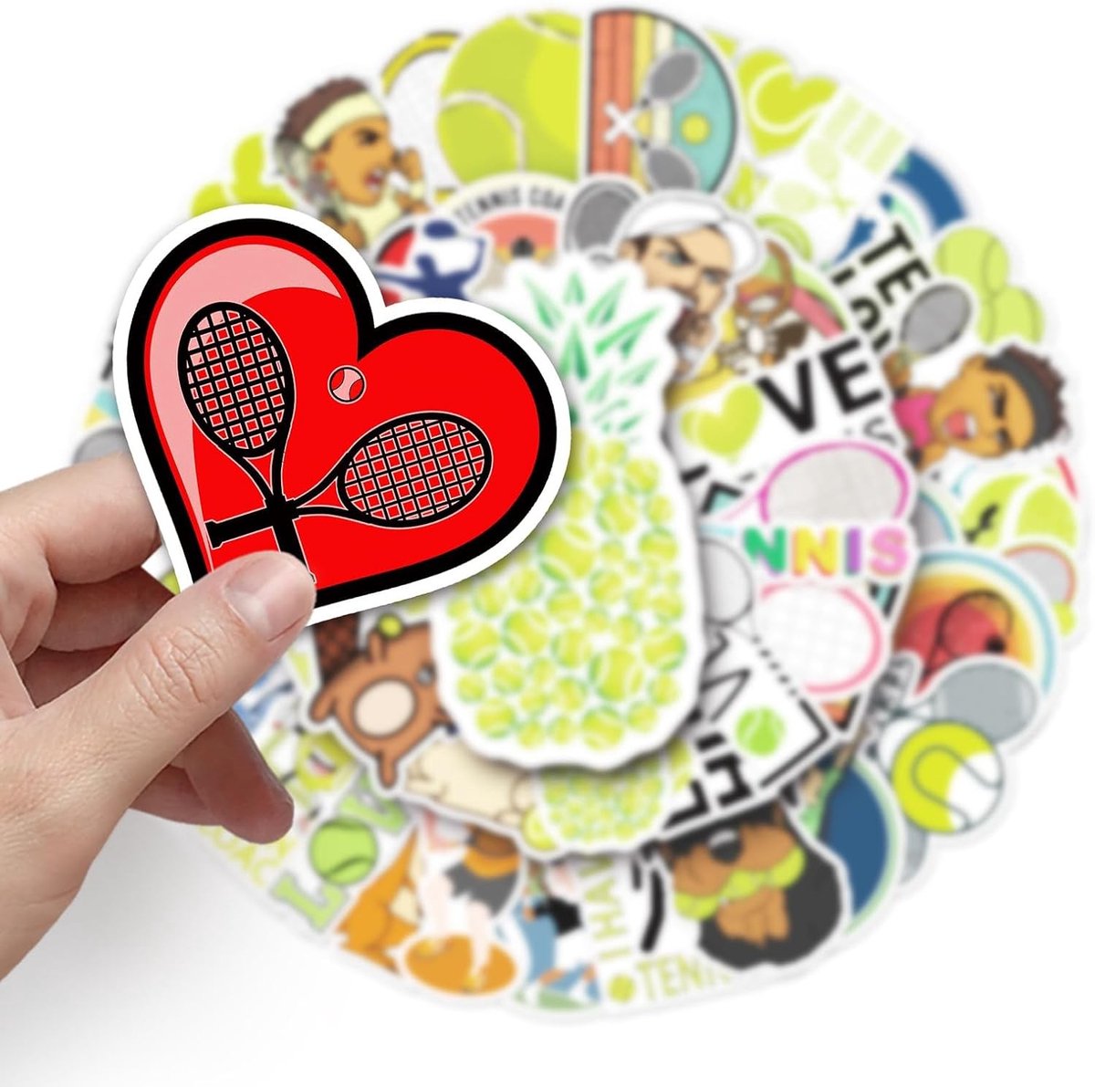 Tennisballen Stickers voor Skateboards, Fietsen en Laptops - 50 Stuks Waterdichte Vinyl Stickers voor Kinderen en Tieners