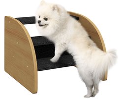 PawHut Hundetreppe 3 Stufen, Haustiertreppe mit Seitenwand, Hunderampe für Kleine Hunde bis 10 kg, Kaztentreppe für Sofa, Bett, Rutschfest, Eiche