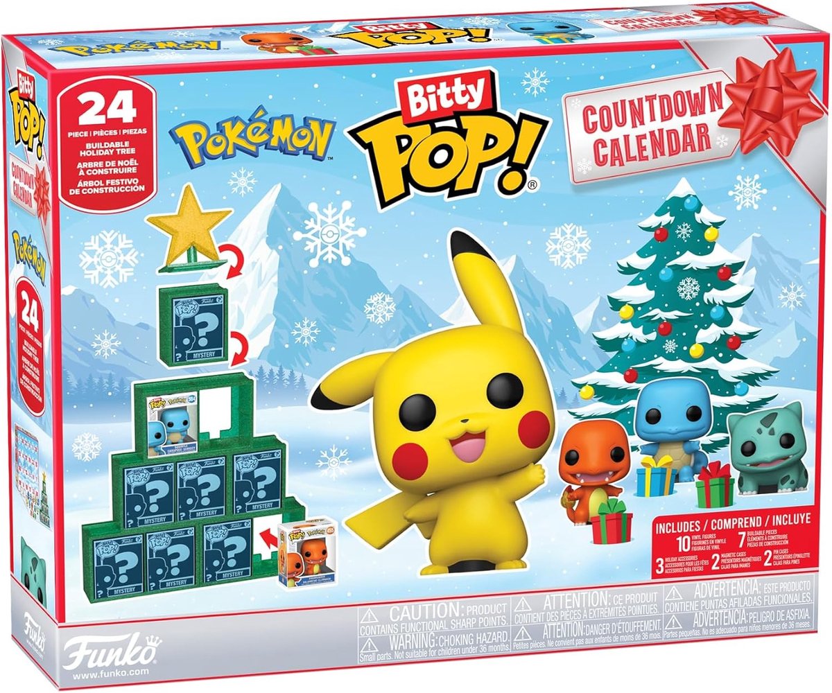 Funko Pop - Pokémon Adventskalender 2026 - 24 Verrassingen - Adventkalender Volwassenen en Kinderen - Adventskalenders - Aftelkalender - Geschenkdoos - Geschenkset - Cadeaudoos - Giftset Kind - Pokemon Speelgoed - Pikachu Speelgoed - Bitty Pop - Box