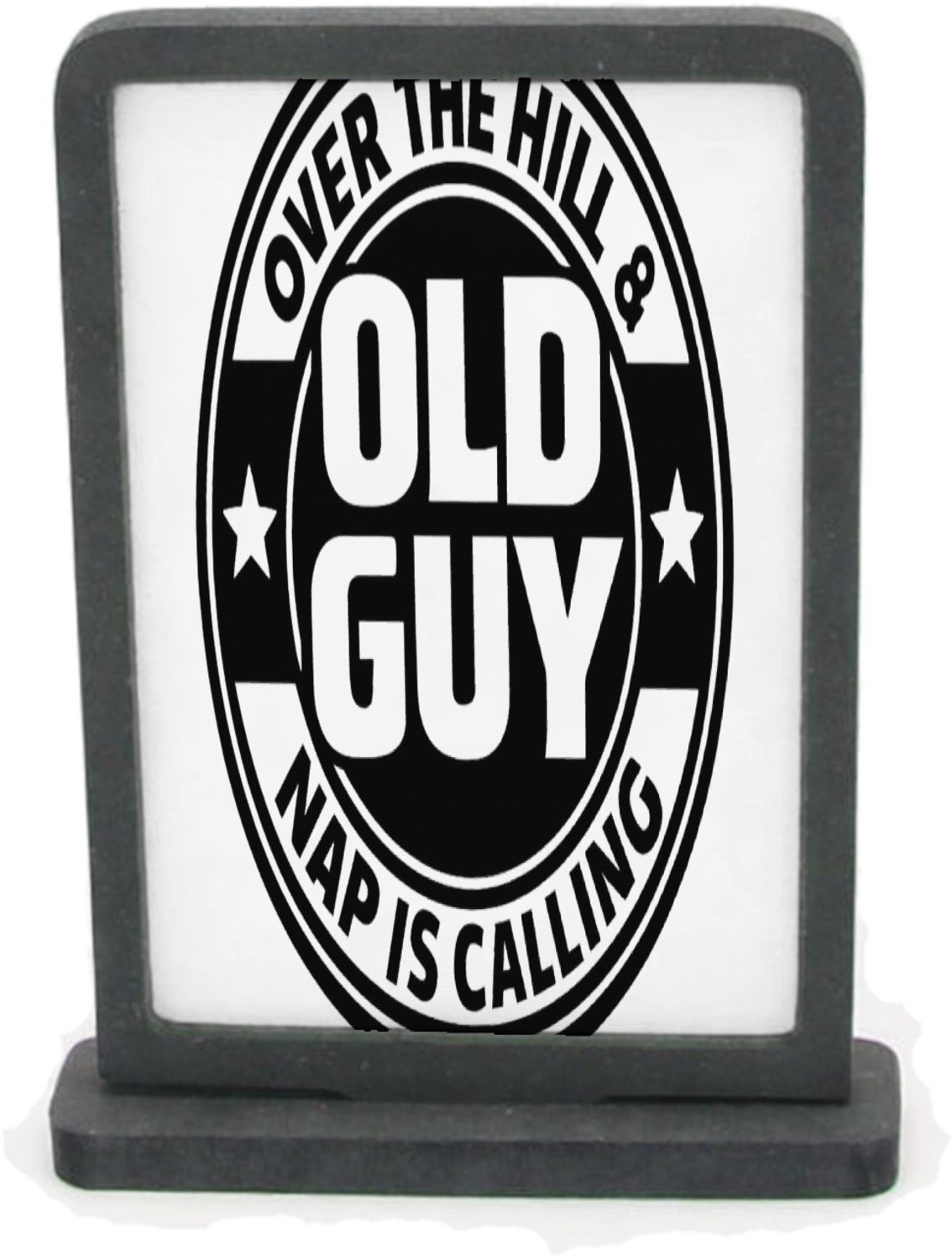 Mr Cadeautjes Houten fotolijst rechthoek met MDF inleg - design Retro embleem met stoere levensfase-grap | cadeau Wit