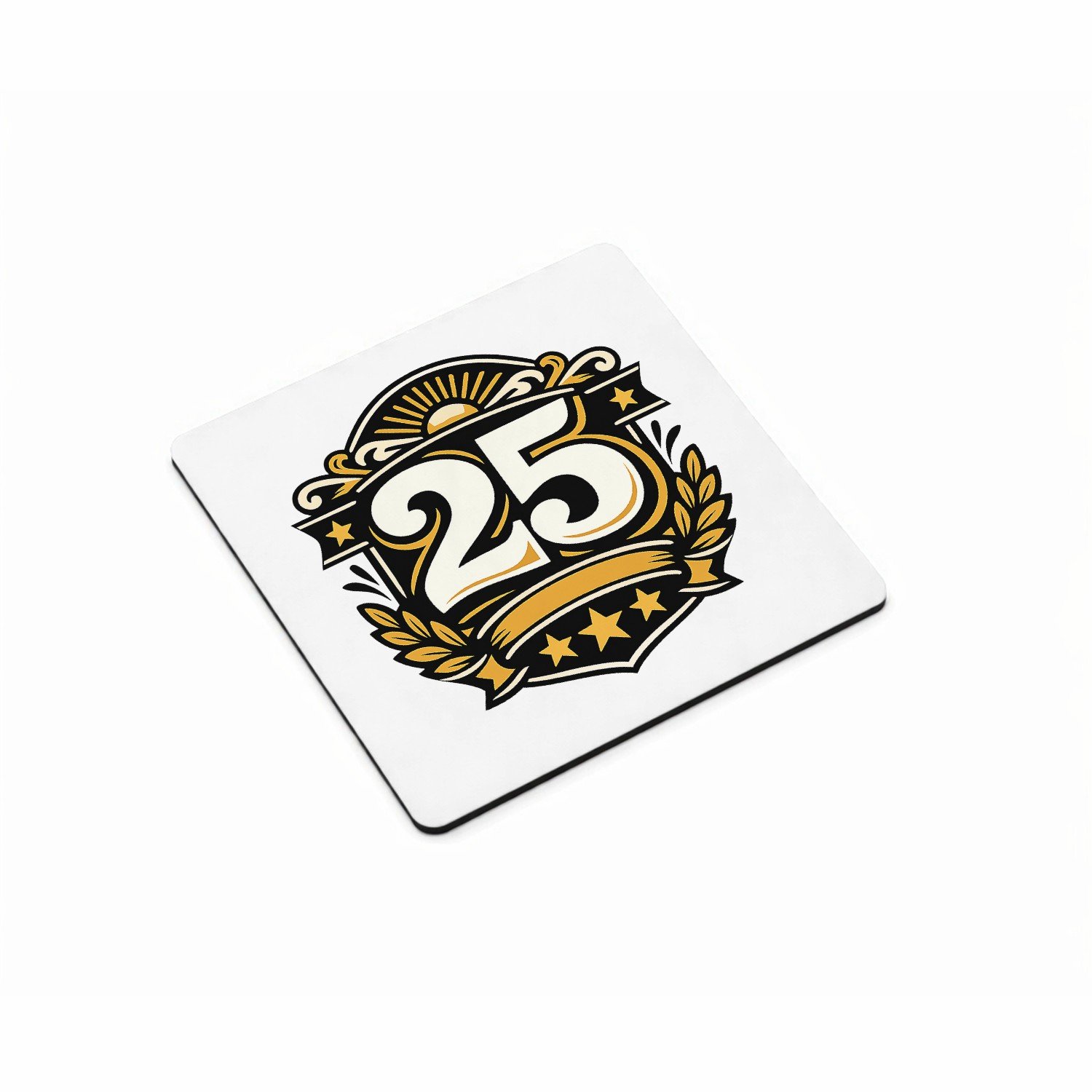 Mr Cadeautjes MDF magnetische fotolijst vierkant 9,5 - design Retro jubileumontwerp met een groot middenicoon en gebogen t | cadeau Wit