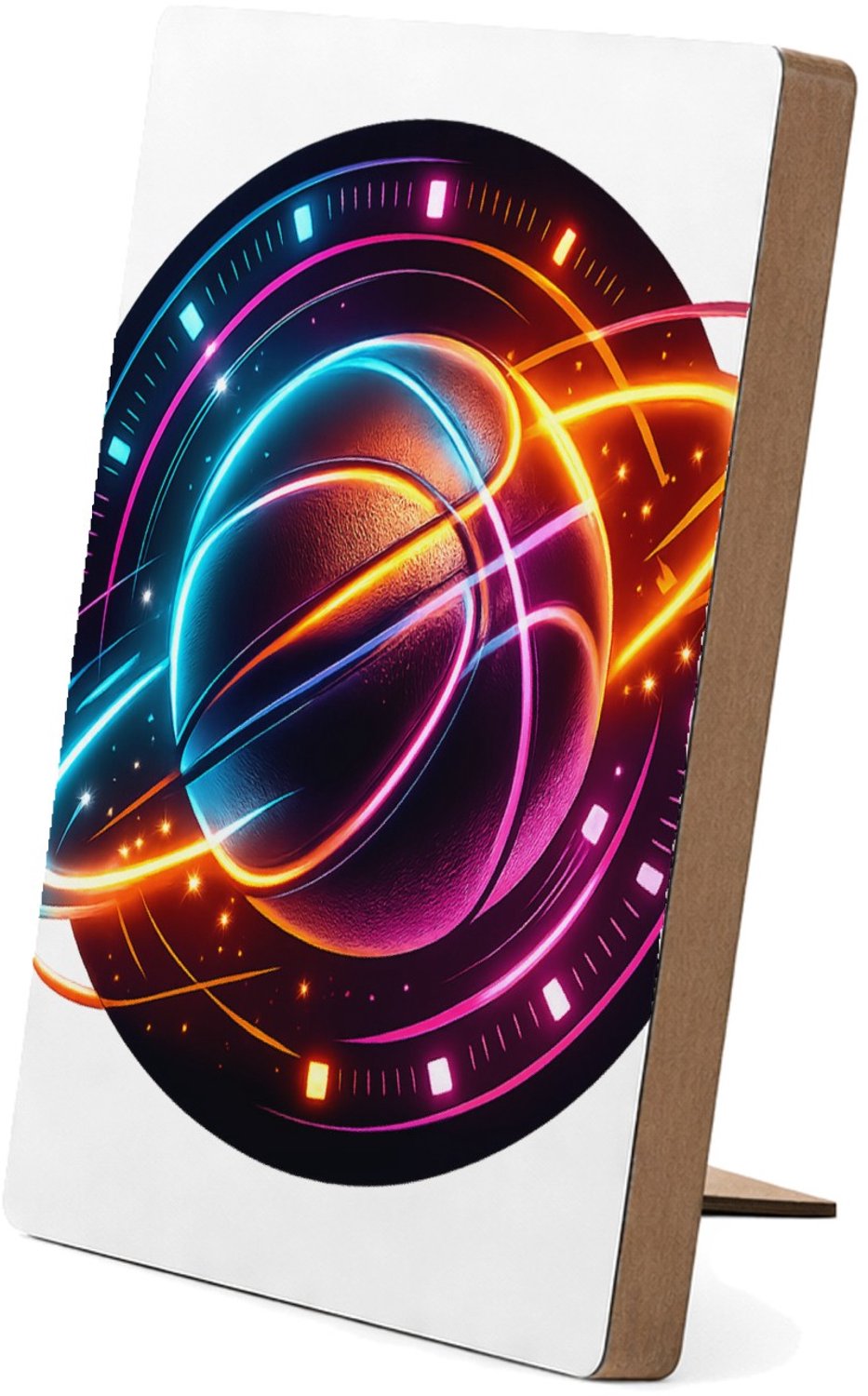 Mr Cadeautjes Glasframe/MDF 12,7 x 17,8 - design Neon sportenergie met een dynamisch object in het midden | cadeau Wit