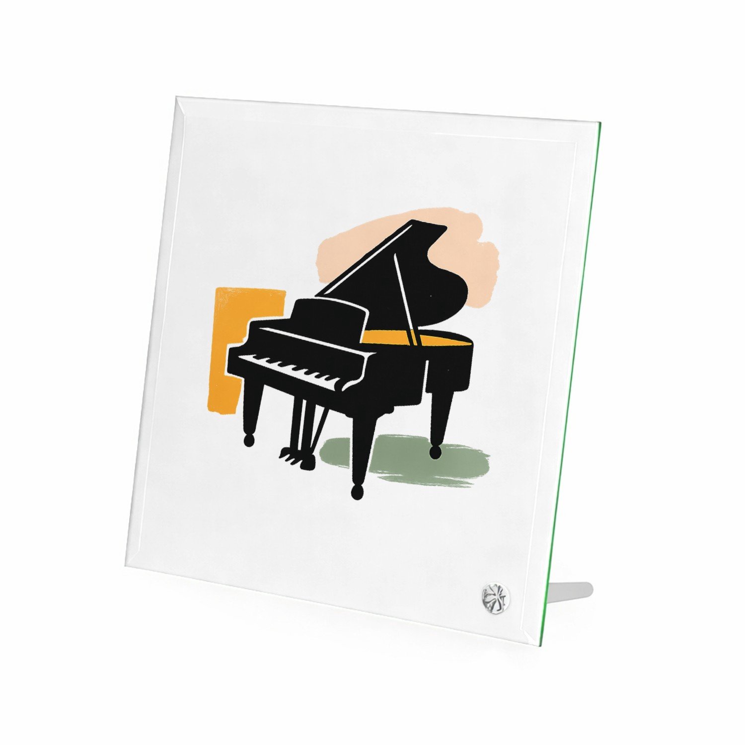 Mr Cadeautjes Glasframe 20 x 20 - design Grafische illustratie van een jazzsaxofoon met zachte verfst | cadeau Wit