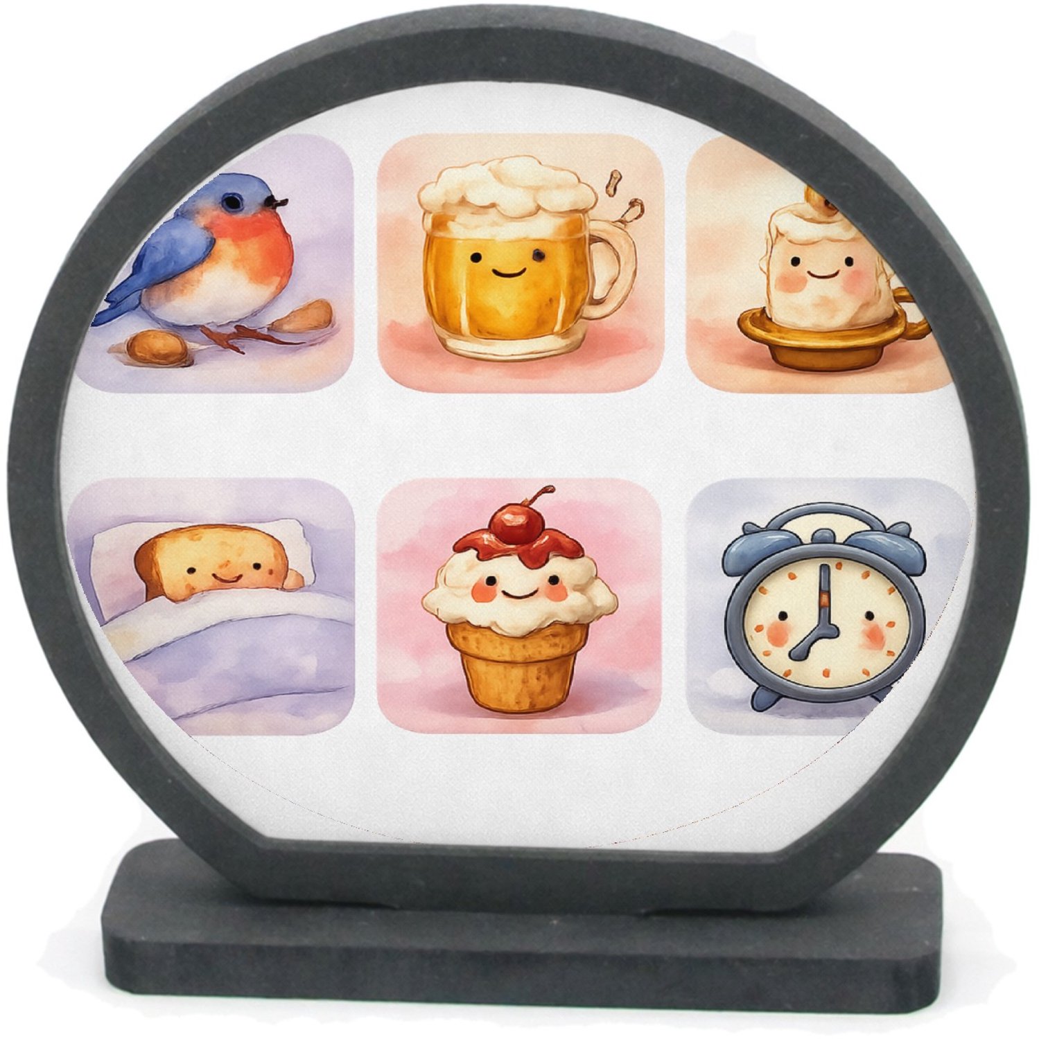 Mr Cadeautjes Houten fotolijst rond met MDF inleg - design Huiselijke comfort-scène met een alledaags object als ‘karak | cadeau Wit