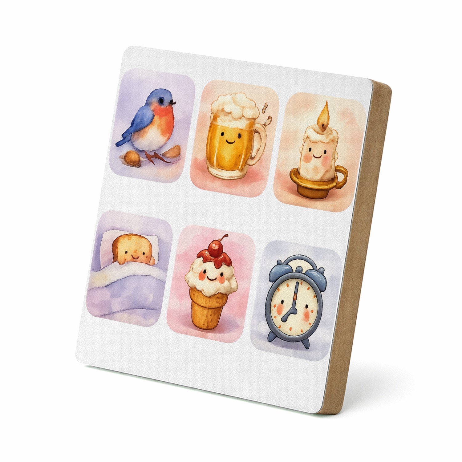 Mr Cadeautjes MDF staande fotolijst 15,2 x 15,2 - design Huiselijke comfort-scène met een alledaags object als ‘karak | cadeau Wit