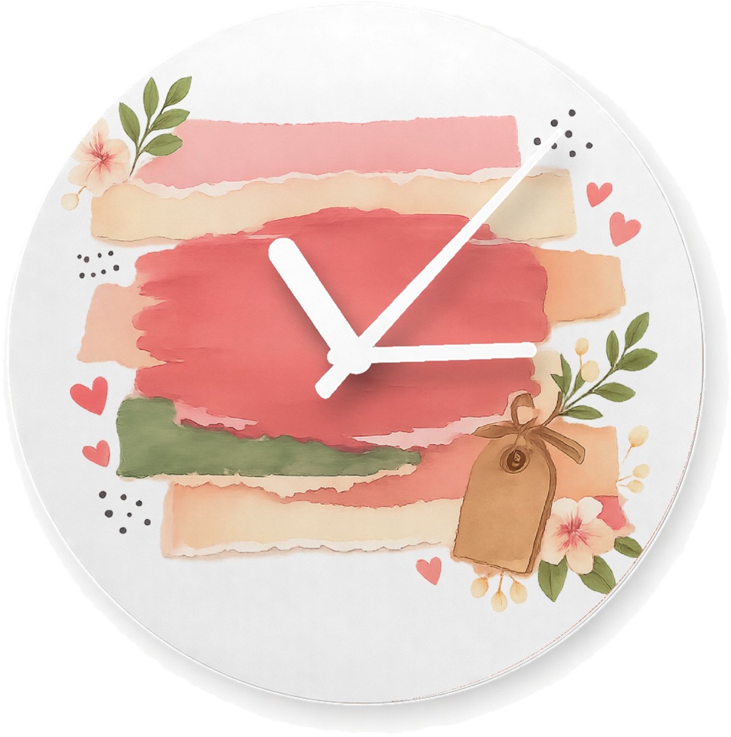 Mr Cadeautjes Glazen klok Ø 20 - design Een vrolijke, gelaagde love-note compositie met een andere f | cadeau Wit