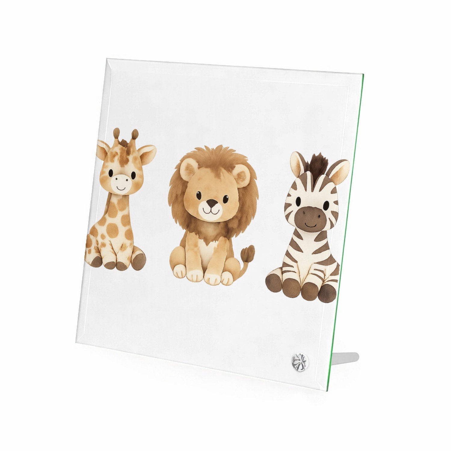 Mr Cadeautjes Glasframe 20 x 20 - design Rustig drieluik met bosdieren in zachte aquarel | cadeau Wit
