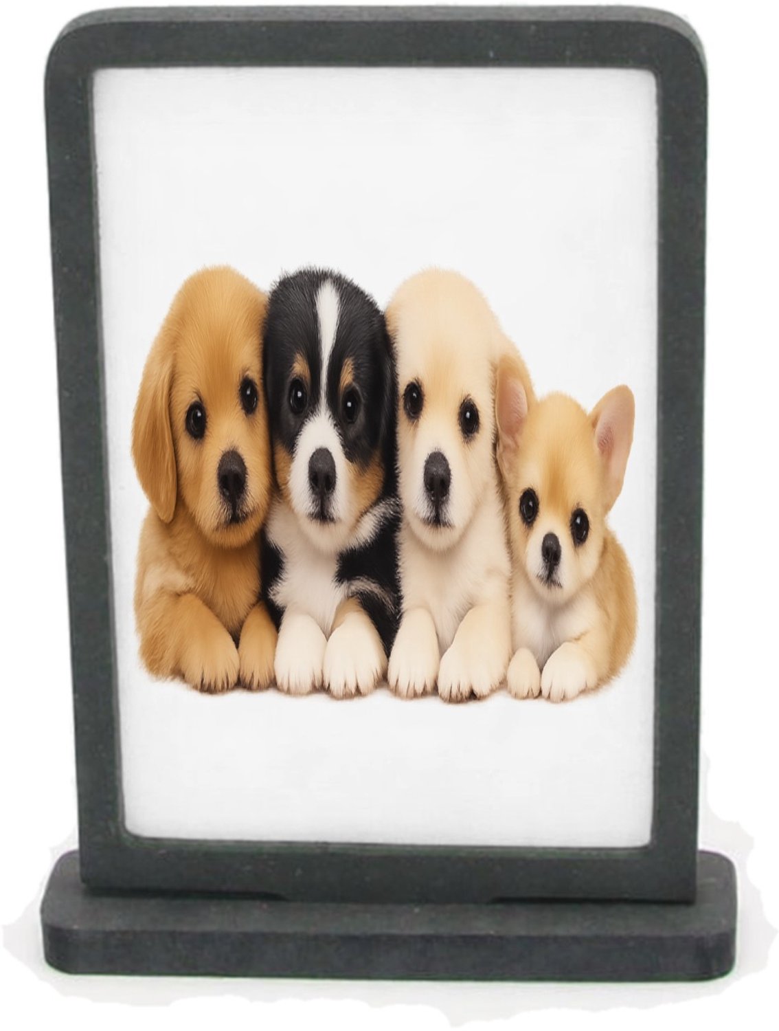 Mr Cadeautjes Houten fotolijst rechthoek met MDF inleg - design Een vrolijke, zachte dierenprint met een compacte groep jong | cadeau Wit