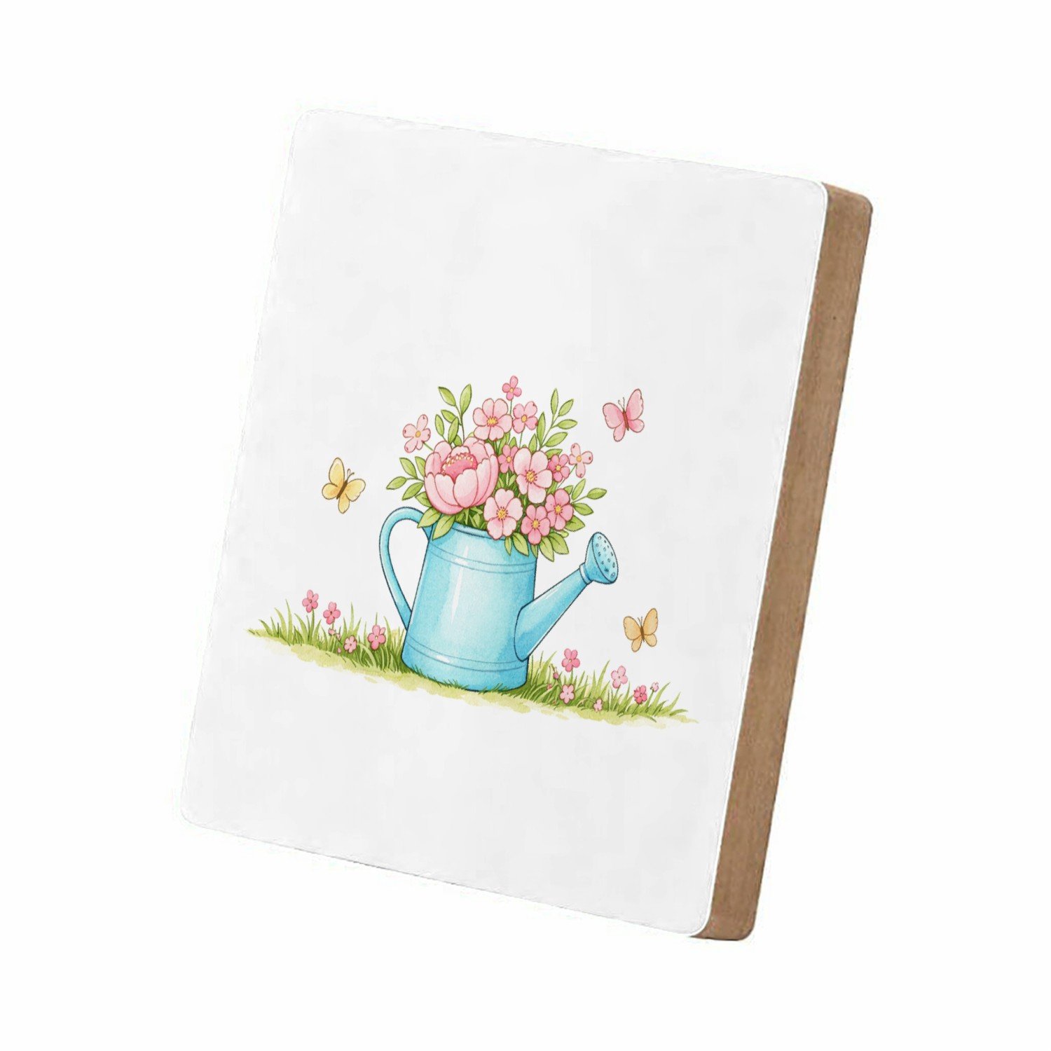 Mr Cadeautjes MDF staande fotolijst 15,2 x 15,2 - design Een vrolijke seizoensgroet met een centraal object dat groei | cadeau Wit