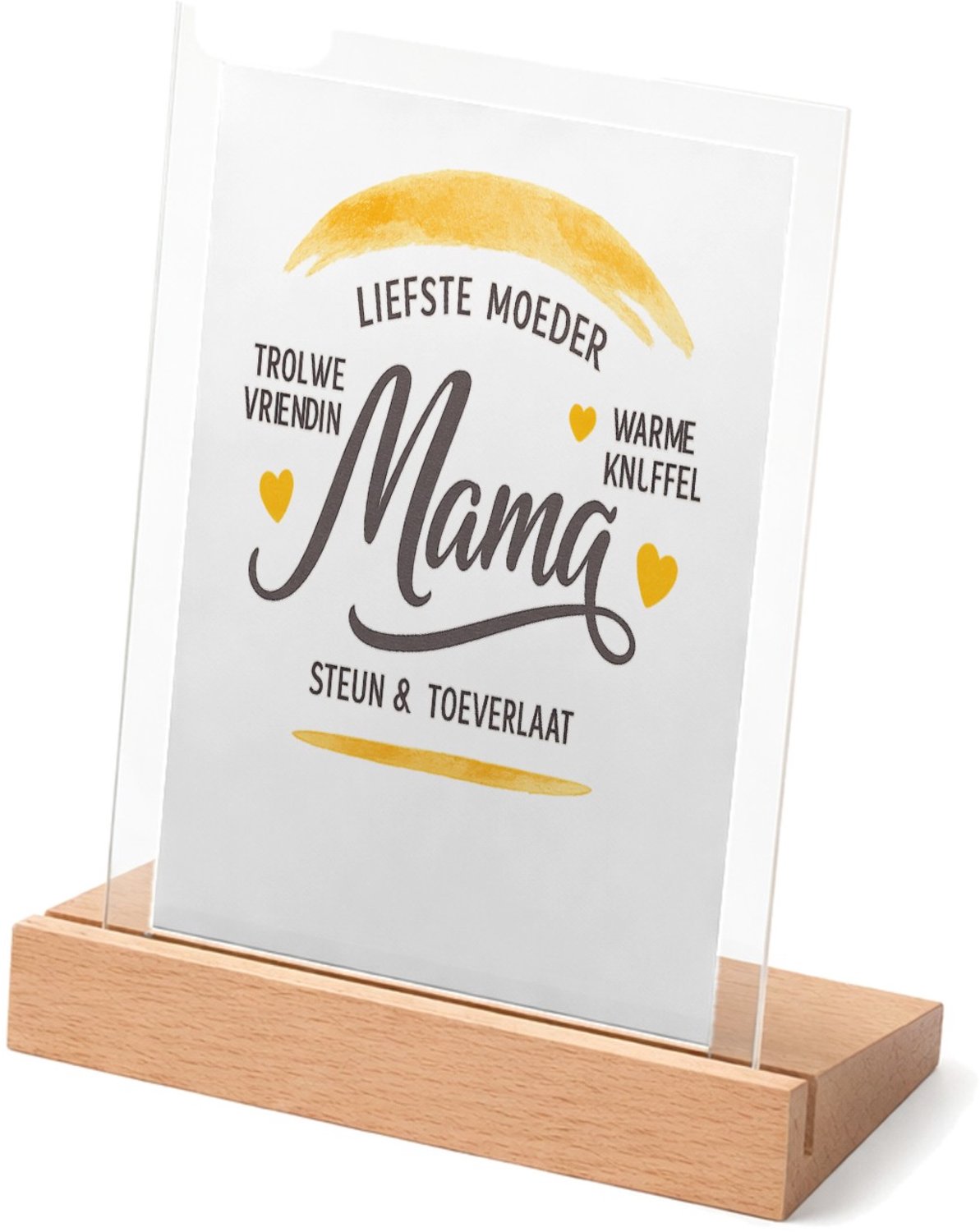 Mr Cadeautjes Glasframe met vaste tekst - design Een warme, persoonlijke typografische print met een opvallen | cadeau Wit