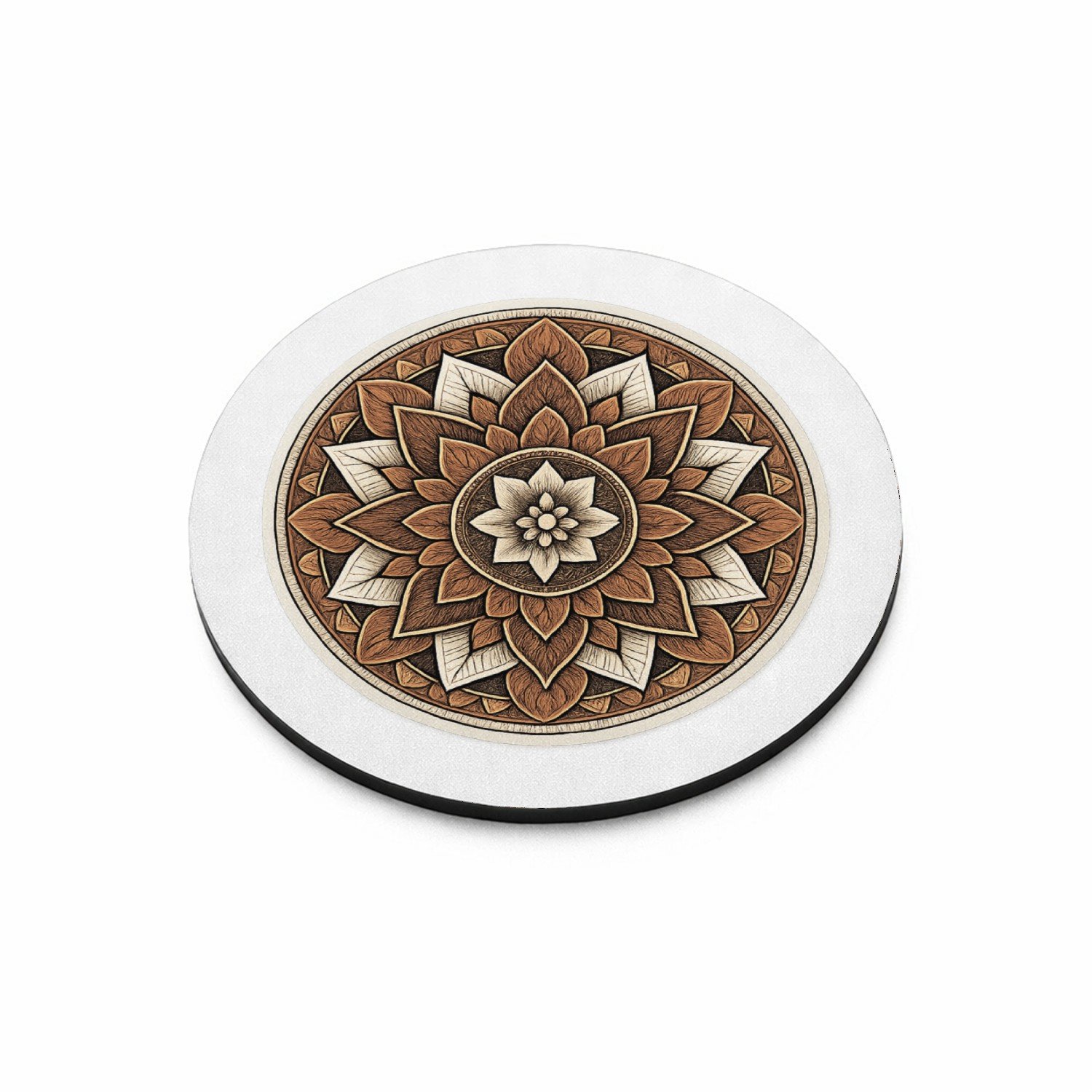 Mr Cadeautjes MDF magnetische fotolijst rond Ø 9,5 - design Ronde set met een stilistisch botanisch kompasmotief | cadeau Wit