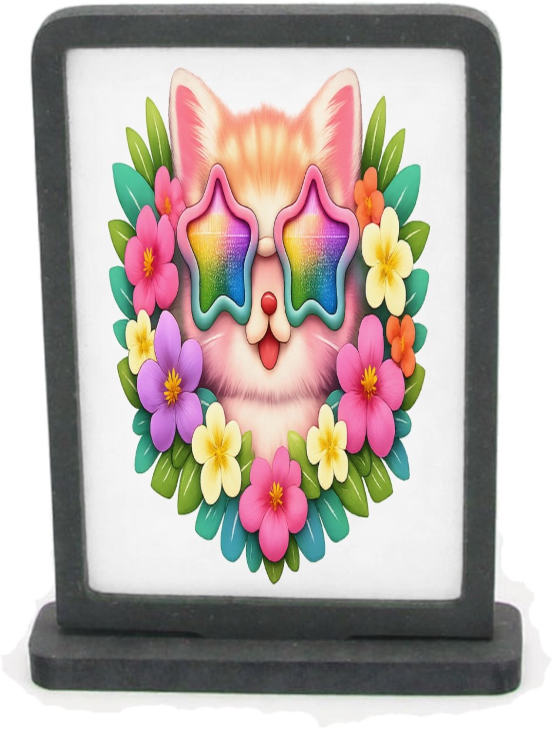 Mr Cadeautjes Houten fotolijst rechthoek met MDF inleg - design Een stoer en vrolijk fantasiedier als centraal badge-motief | cadeau Wit