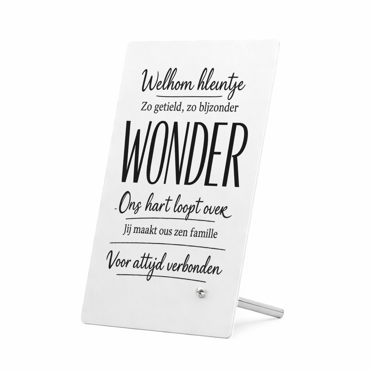 Mr Cadeautjes Glasframe 11 x 16 - design Een warme familieboodschap met één krachtwoord als visuele b | cadeau Wit