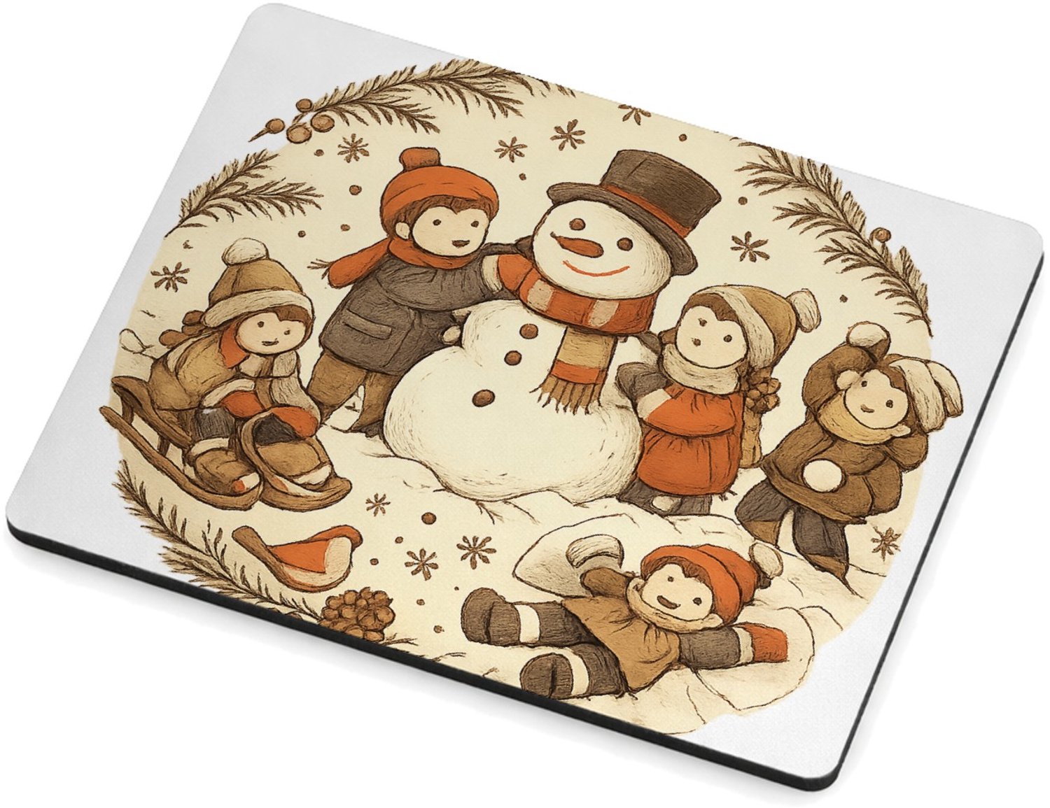 Mr Cadeautjes MDF magnetische fotolijst 9 x 7 - design Een vrolijke all-over herfstwandeling met een dierlijke para | cadeau Wit