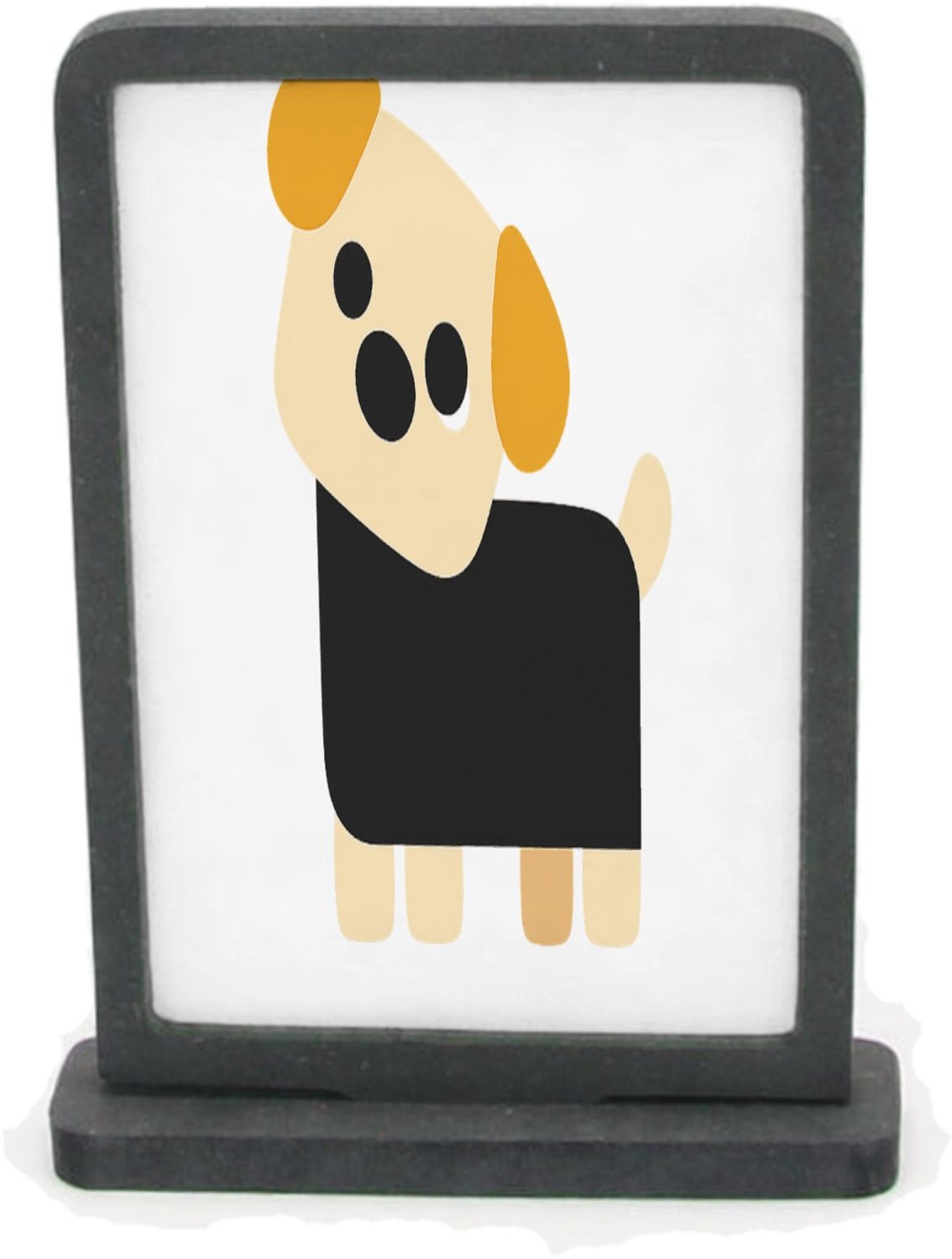 Mr Cadeautjes Houten fotolijst rechthoek met MDF inleg - design Minimalistische hond met eigenwijze blik | cadeau Wit