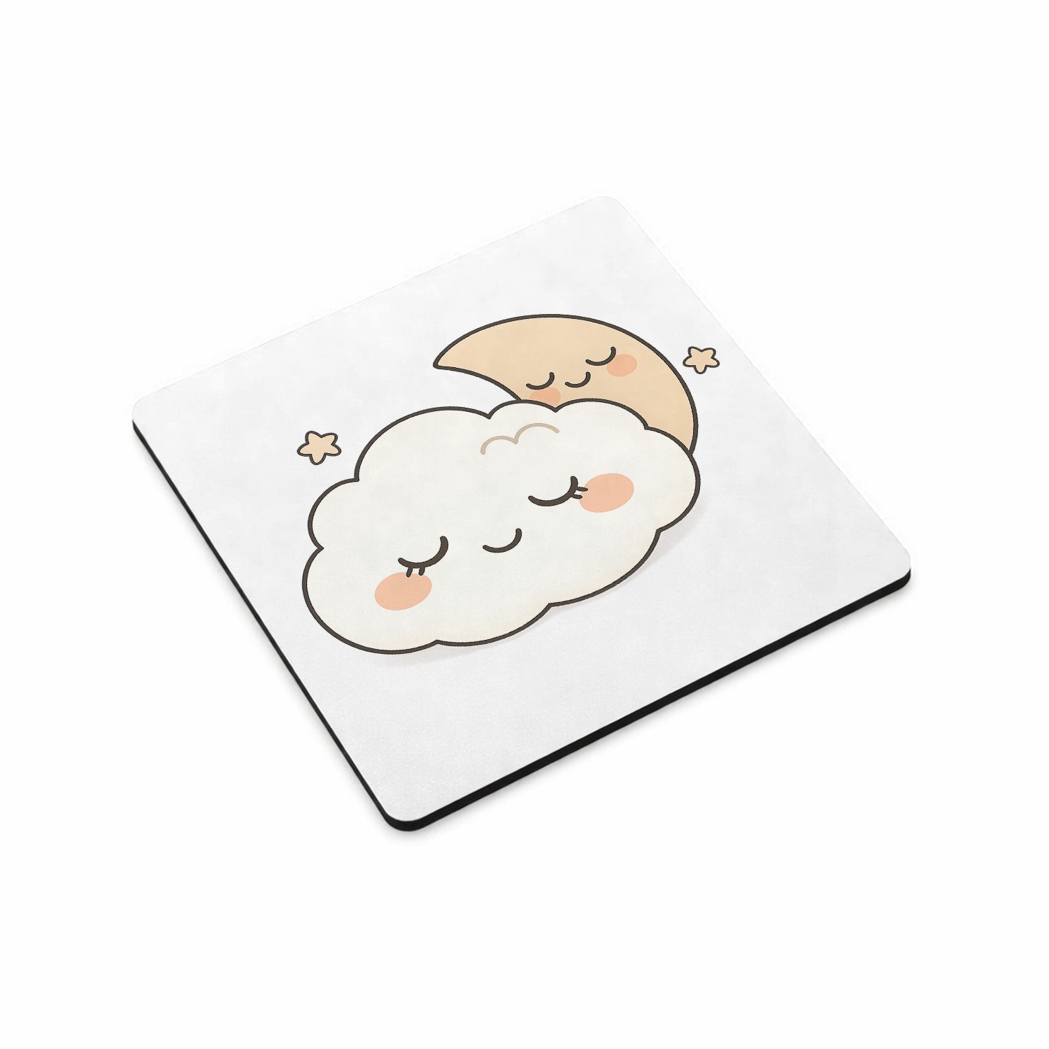 Mr Cadeautjes MDF magnetische fotolijst vierkant 9,5 - design Rustige regenboogvrienden met gesloten ogen | cadeau Wit