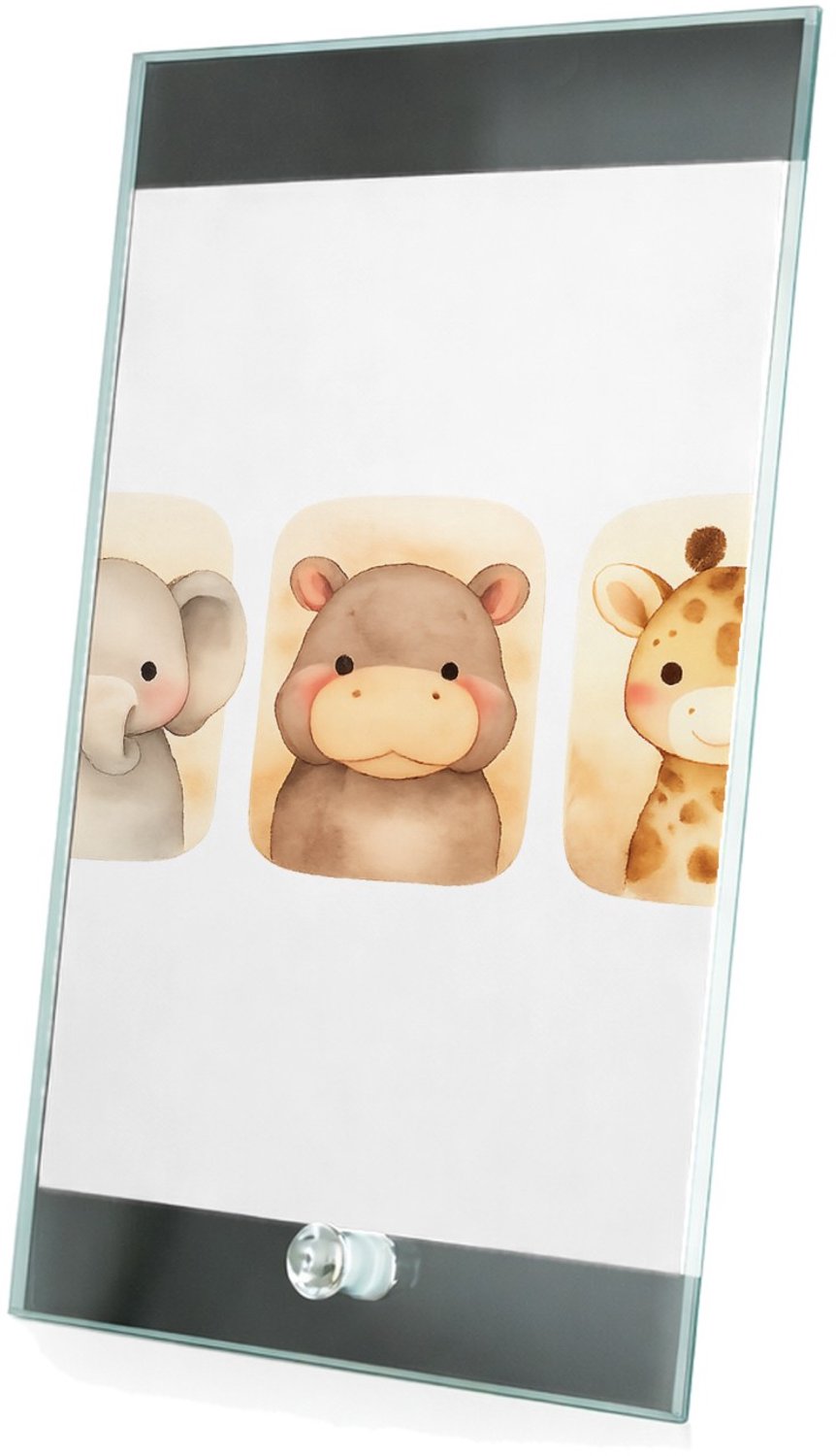 Mr Cadeautjes Glasframe 15 x 23 - design Safari duo in afgeronde panelen | cadeau Wit