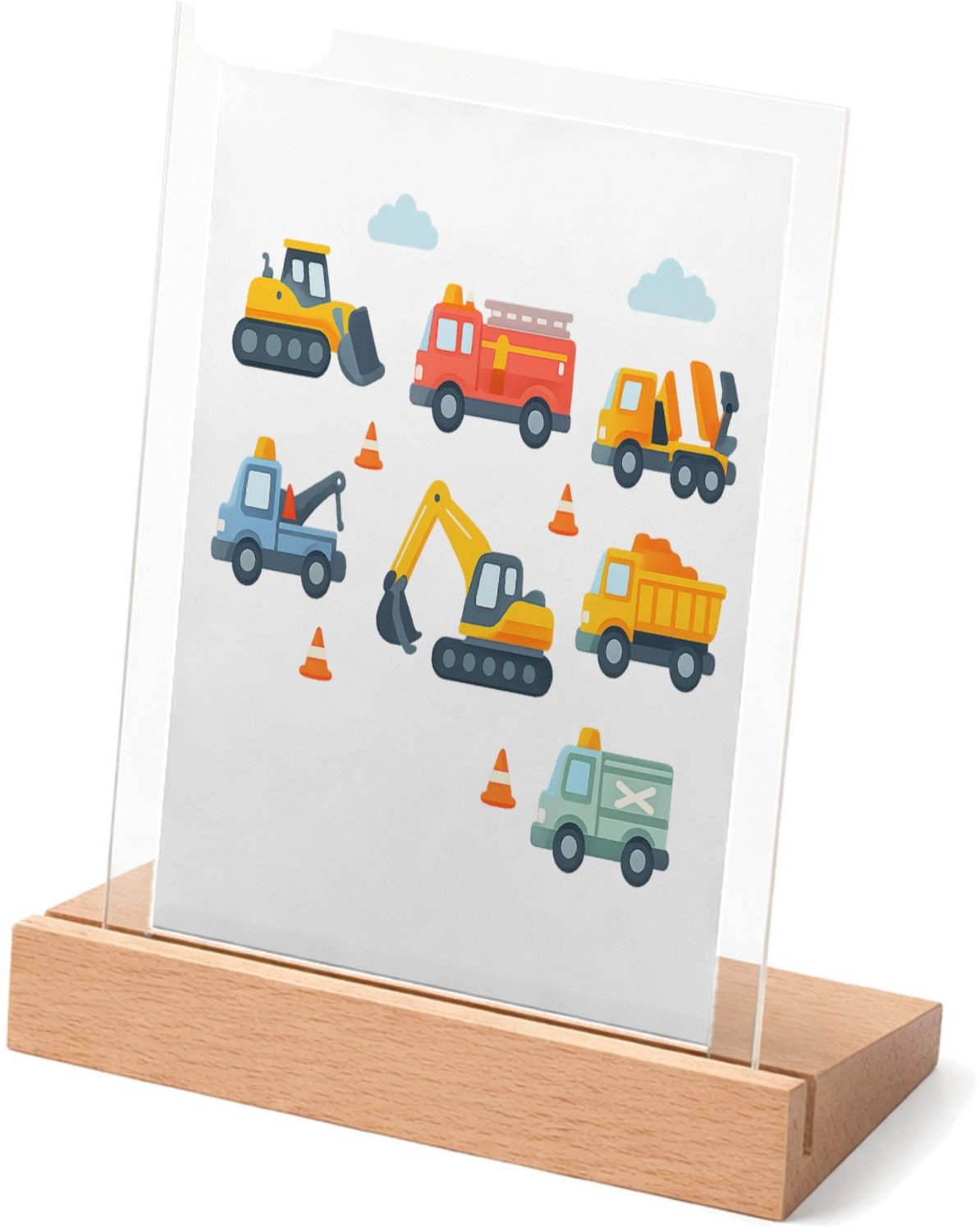Mr Cadeautjes Glasframe met vaste tekst - design Safari-voertuigen in een rustige patroonopzet | cadeau Wit