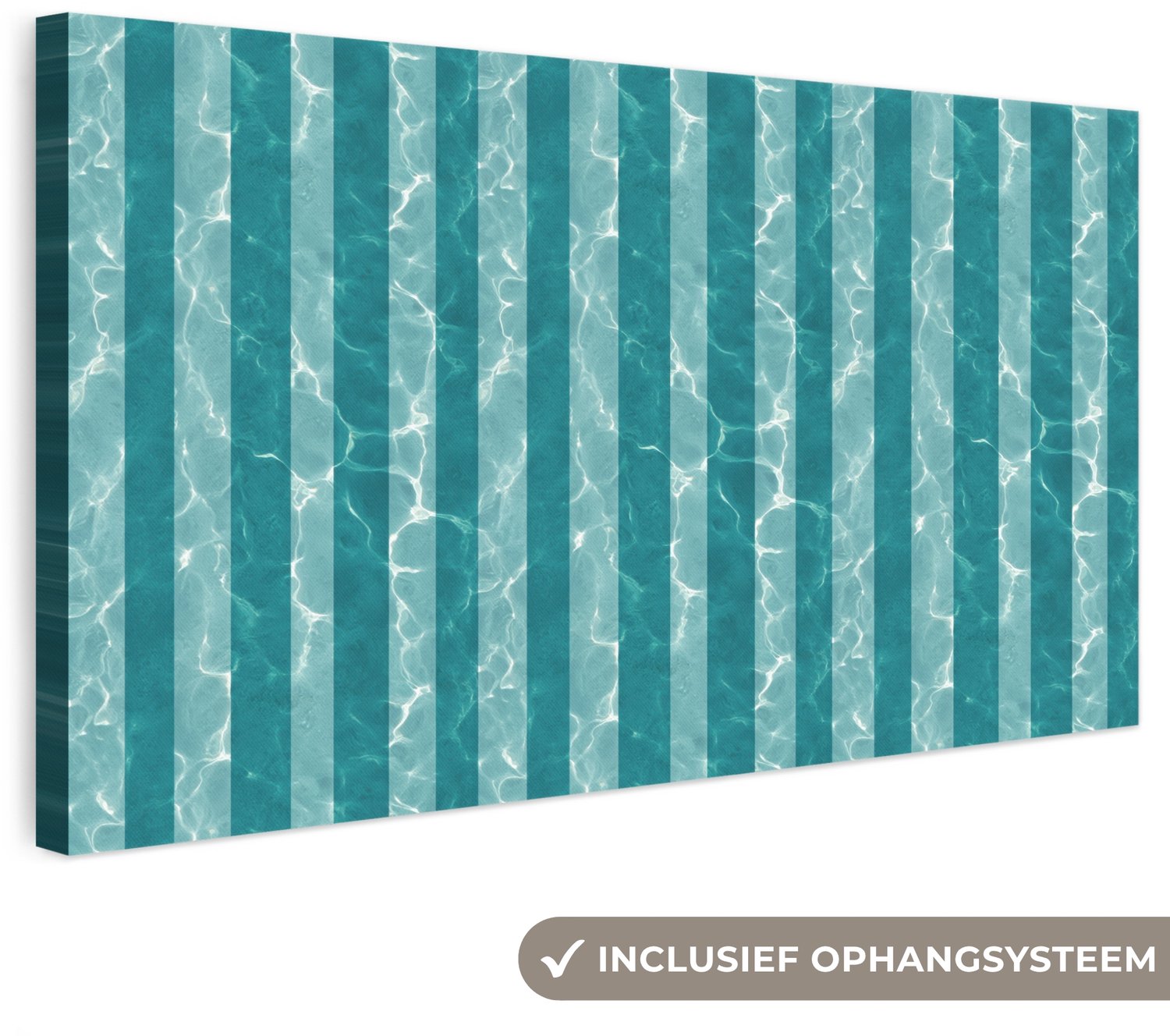 Canvas schilderij 80x40 cm - Exclusieve wanddecoratie Zwembad - Strepen - Groen - Muurdecoratie woonkamer - Slaapkamer decoratie - Kamer accessoires - Schilderijen op canvas