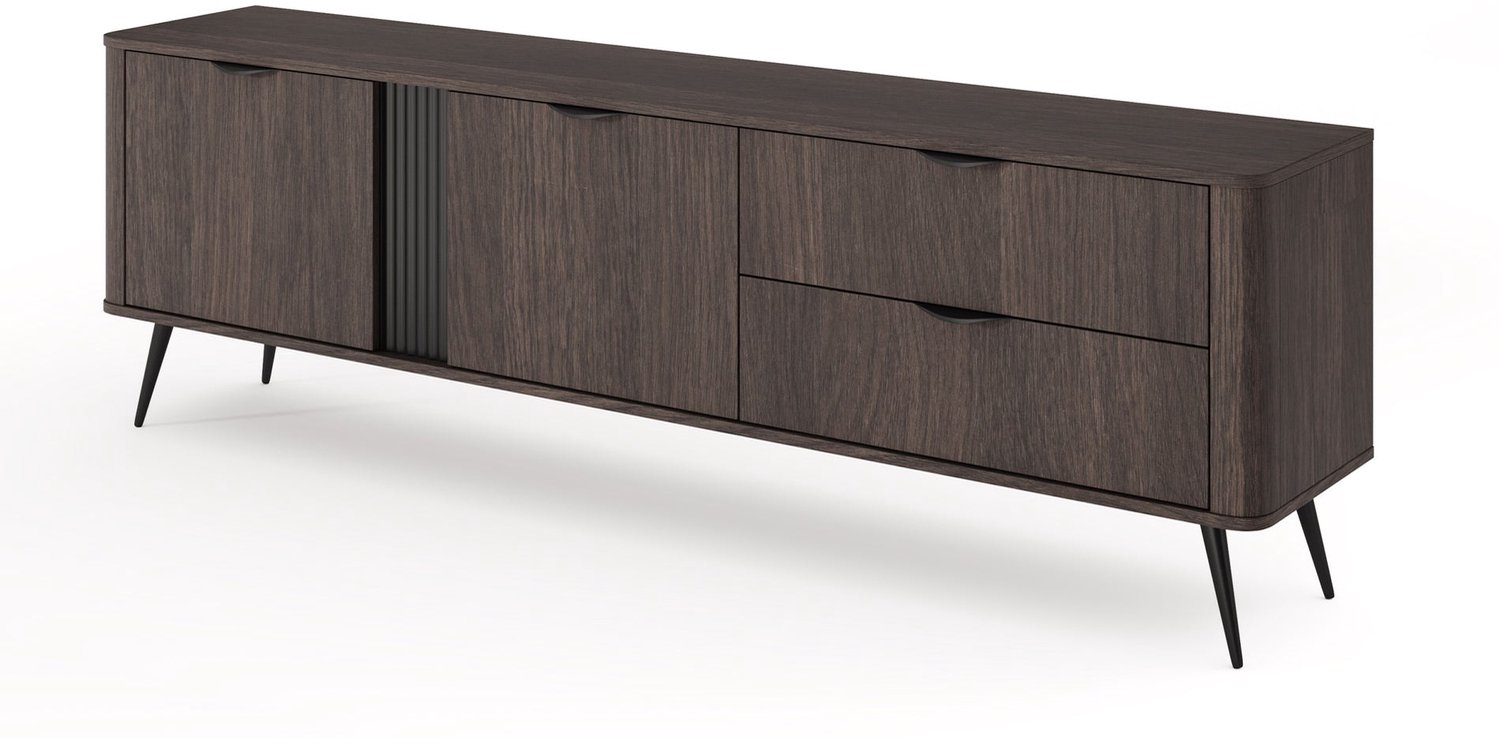 Selsey Veris - TV-meubel 2-deurs met laden - Dunin eiken - 195 cm eiken donker