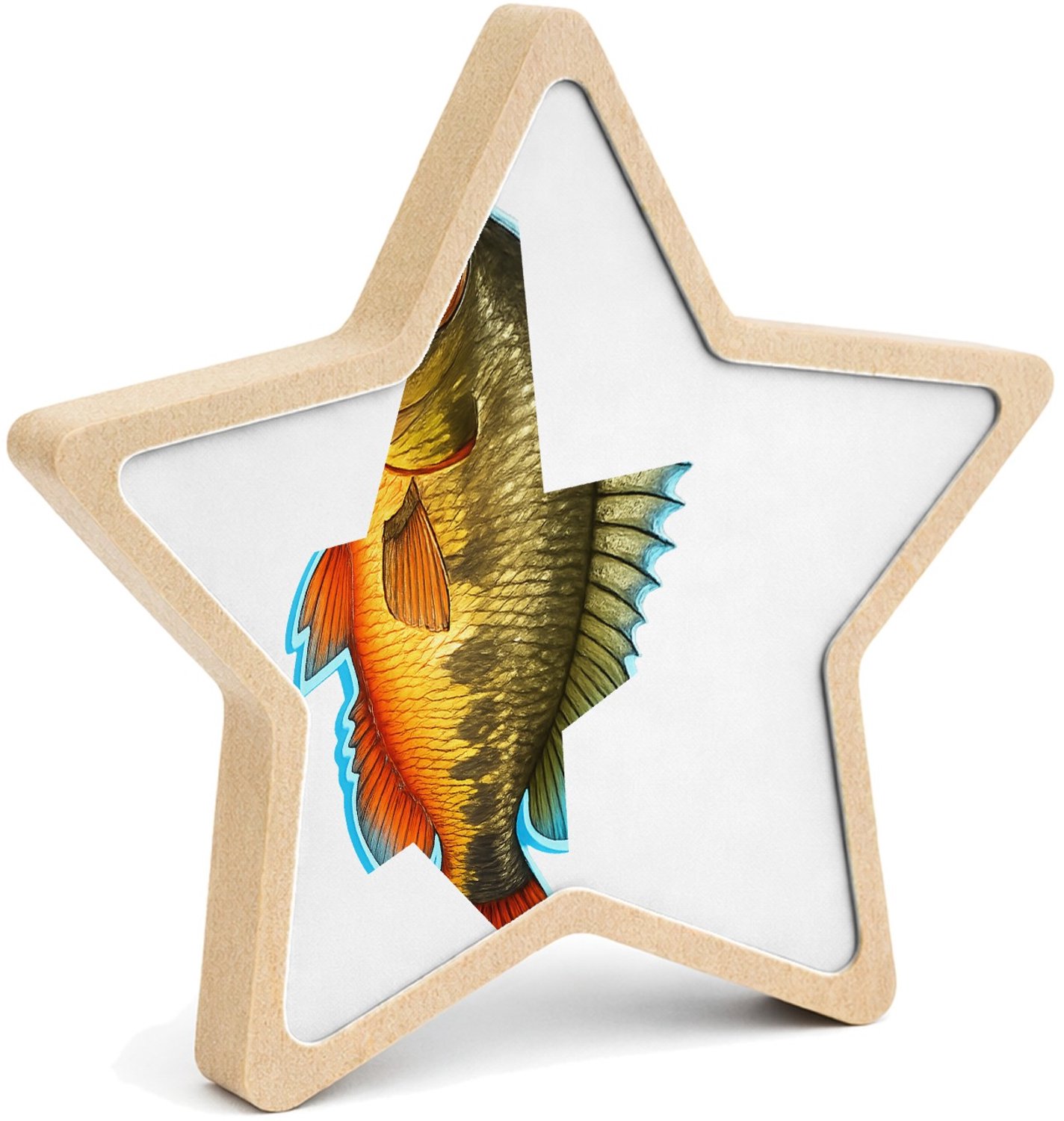Mr Cadeautjes MDF fotolijst ster 14 x 13,5 - design Een realistische papegaai zijaanzicht met tropische kleuracc | cadeau Wit