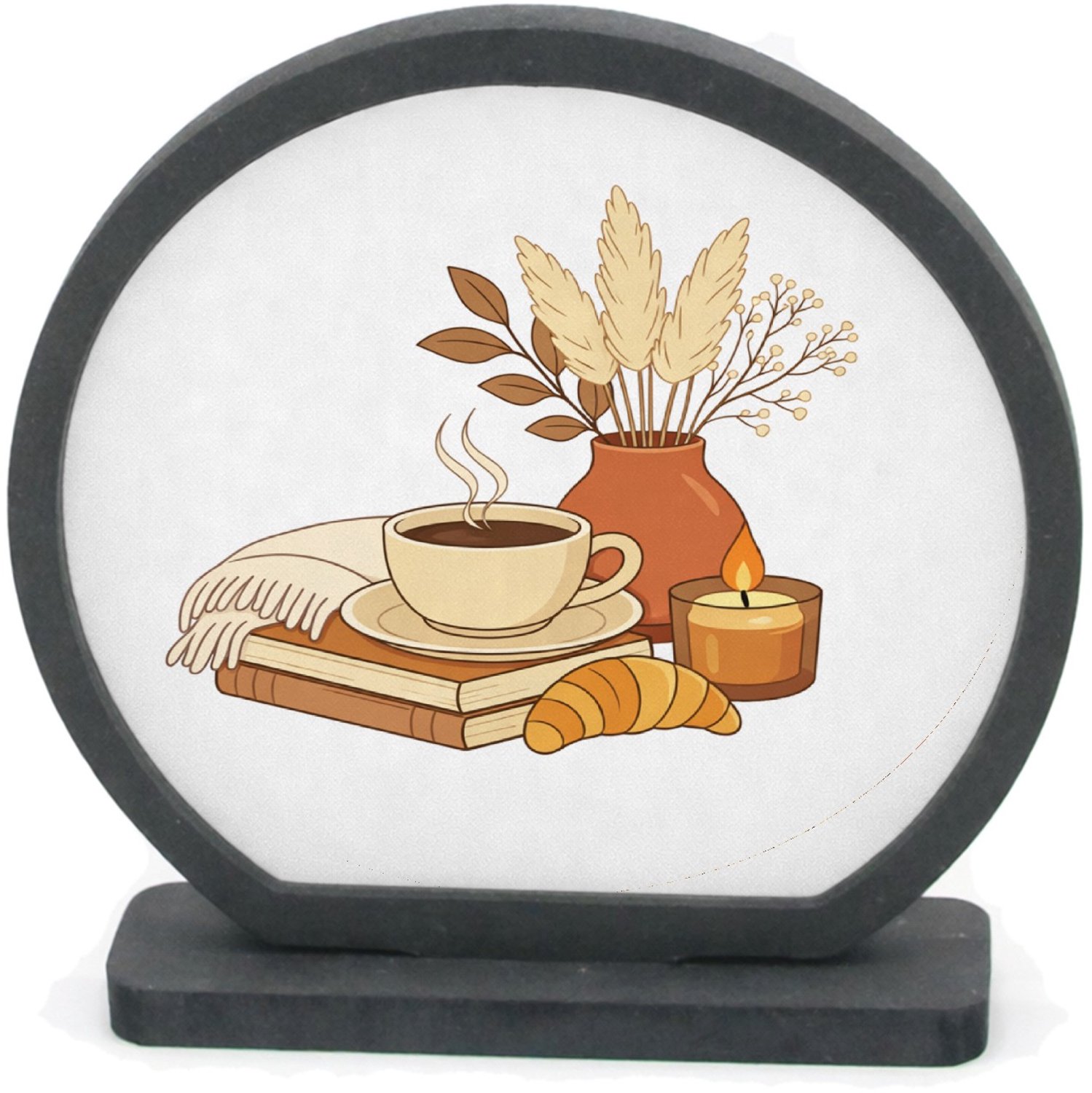 Mr Cadeautjes Houten fotolijst rond met MDF inleg - design Een minimalistische woontekstprint met een zachte, bemoedige | cadeau Wit
