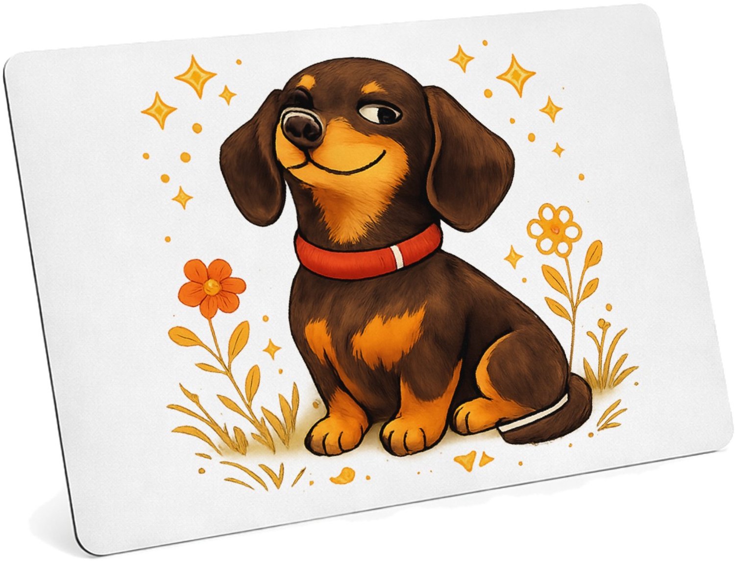 Mr Cadeautjes MDF magnetische fotolijst 28 x 19 - design Een karaktervolle huisdierillustratie met een trotse, eigenw | cadeau Wit