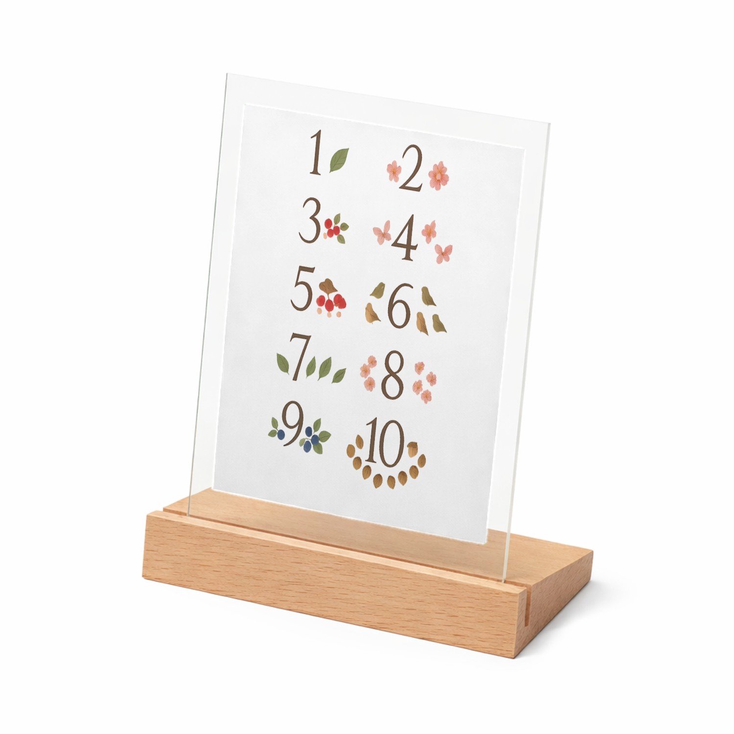 Mr Cadeautjes Glasframe met vaste tekst - design Een rustige telposter voor de natuur, met seizoenselementen | cadeau Wit