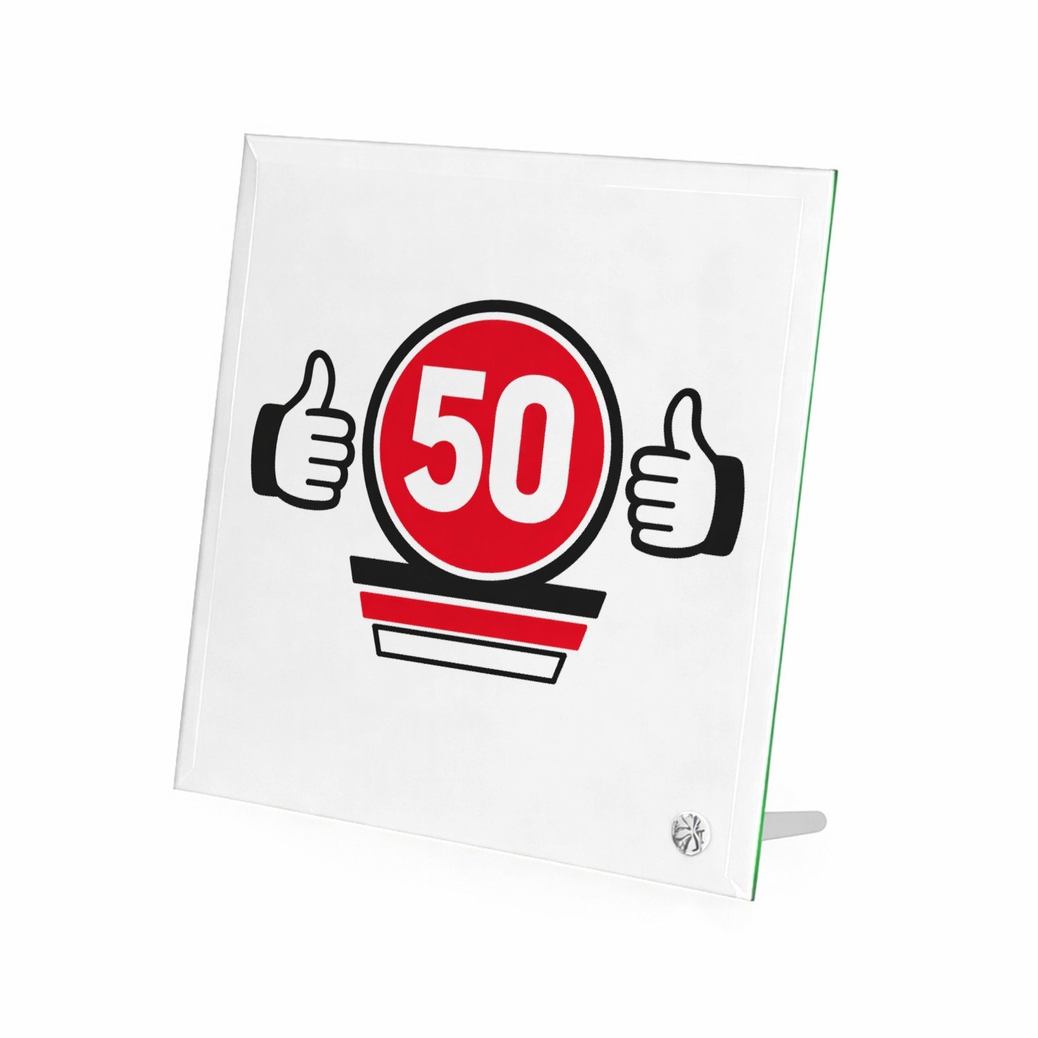 Mr Cadeautjes Glasframe 20 x 20 - design Een compacte verjaardagsbadge met een eigenzinnige sportieve | cadeau Wit