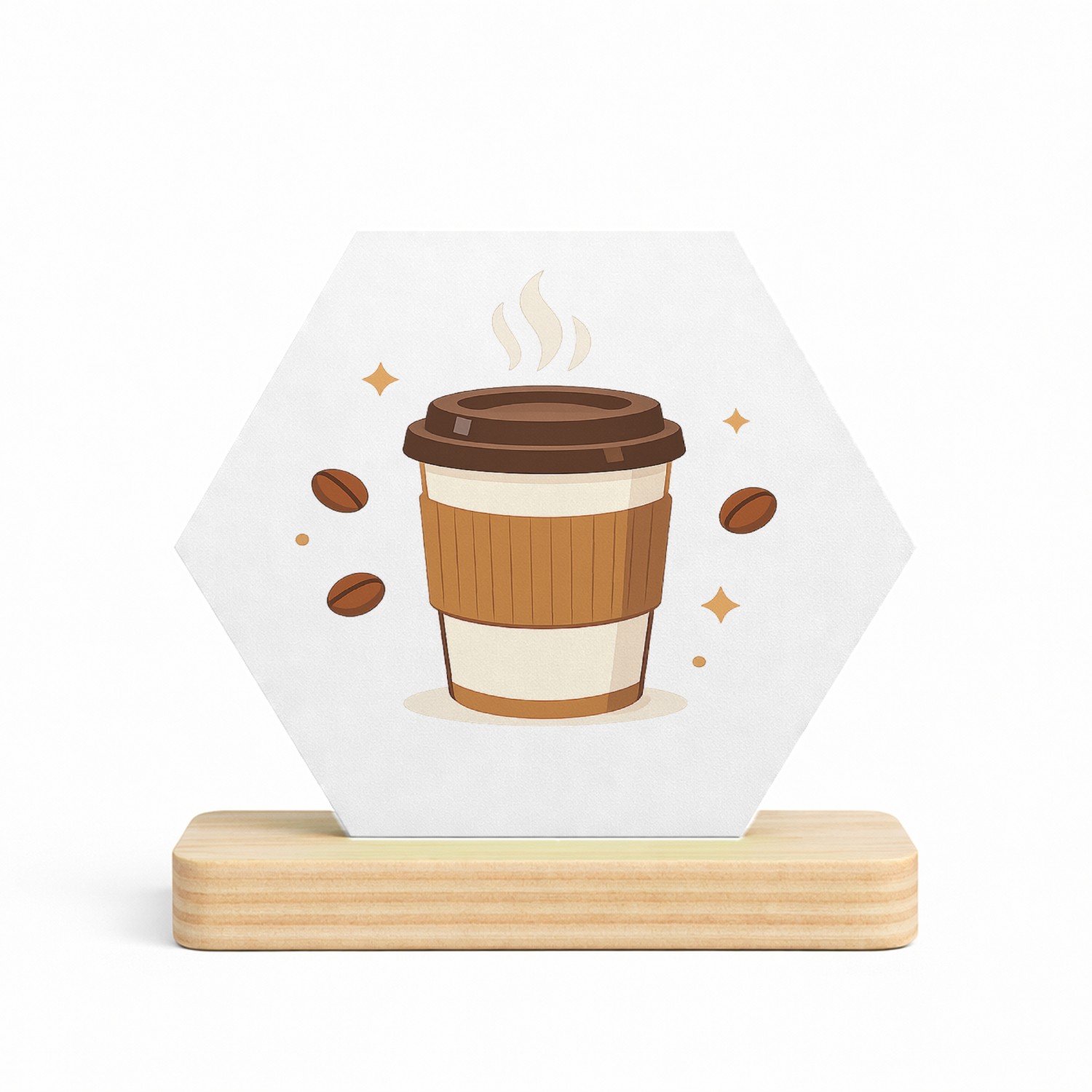 Mr Cadeautjes MDF fotolijst/inleg hexagon 14 x 13 - design Een compacte typografische koffieposter met één centrale ill | cadeau Wit