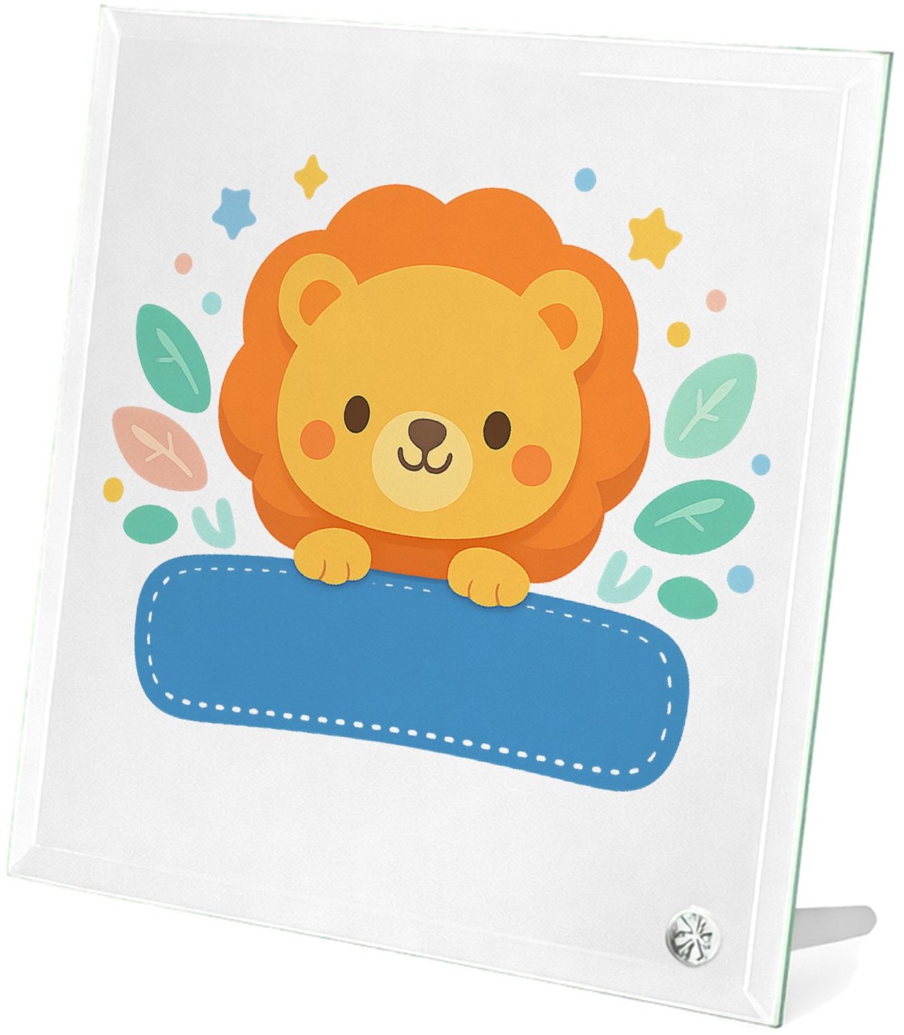 Mr Cadeautjes Glasframe 20 x 20 - design Een afgerond, vriendelijk dierportret met kleine decoratieve | cadeau Wit