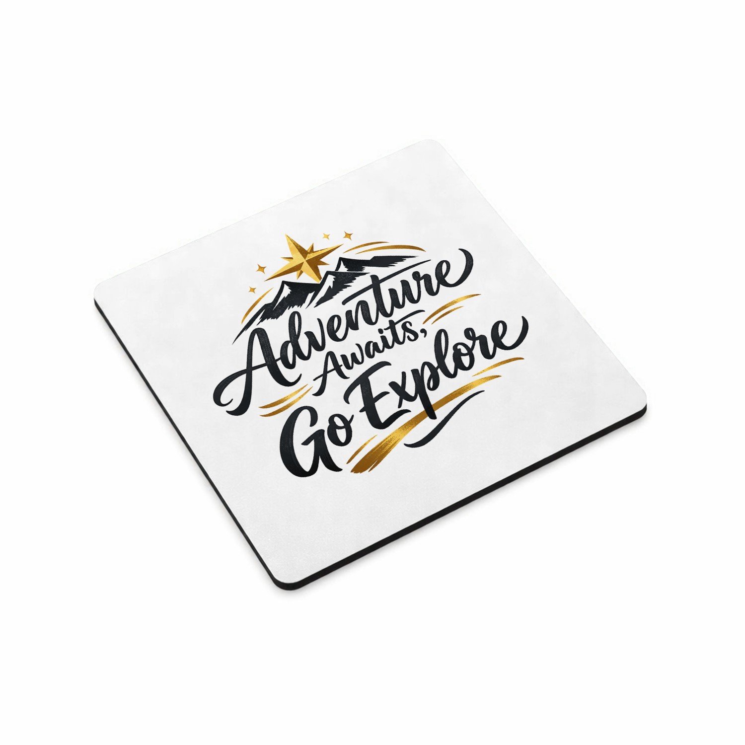 Mr Cadeautjes MDF magnetische fotolijst vierkant 9,5 - design Een luxe reisquote met een andere natuurlijke ondergrond en | cadeau Wit